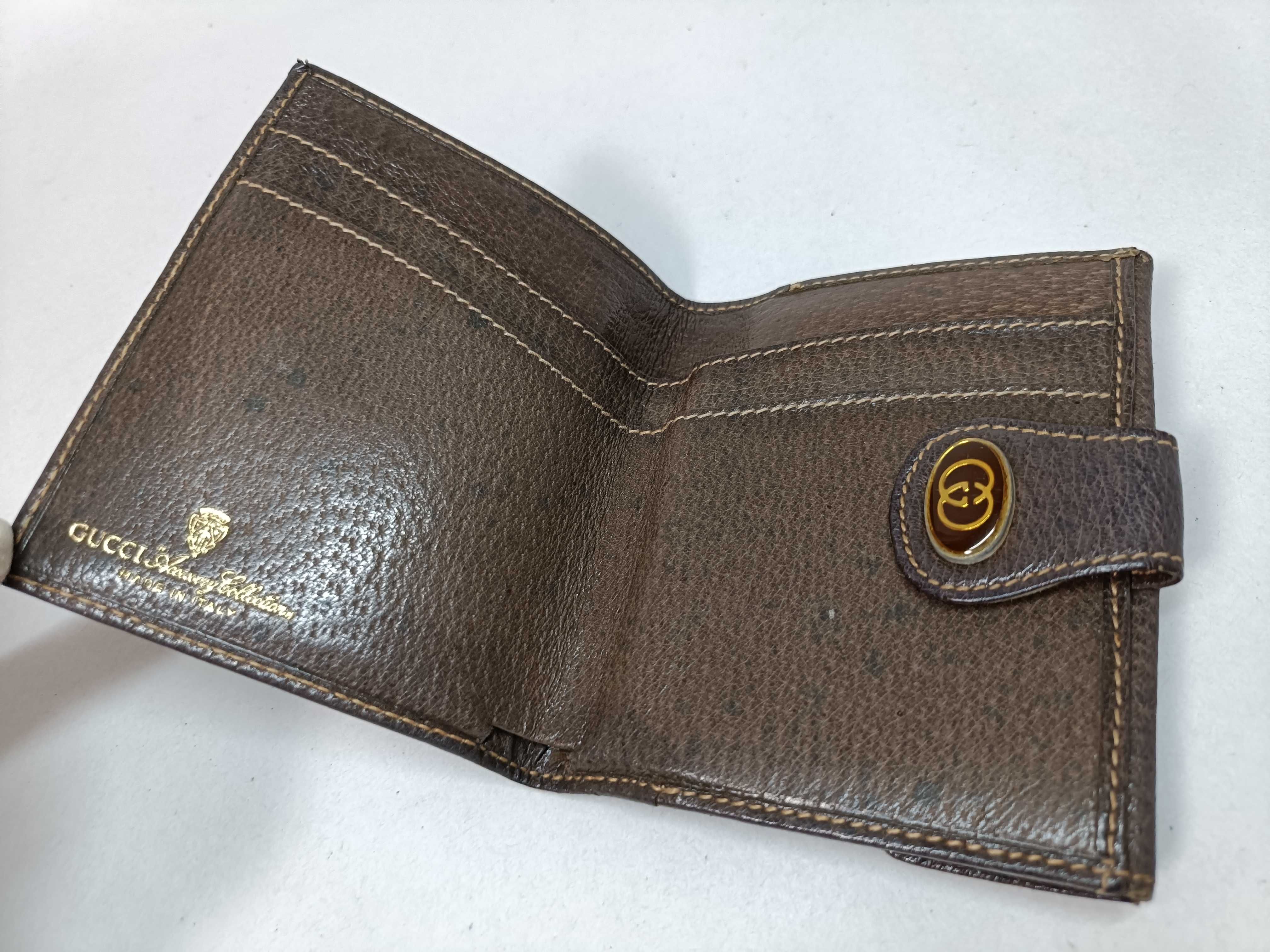 Old Folding Wallet GG Sherry Leather Wallet — view 11