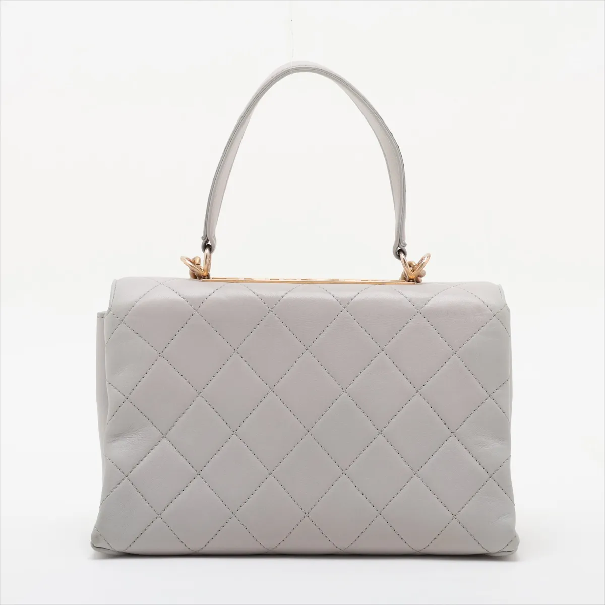 Matelassé Lambskin 2-Way Handbag, Gray with Gold Hardware, Item Number 28780498 (Serial Number in the 28s range) — view 2