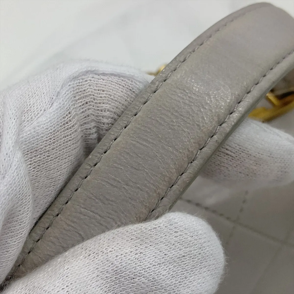 Matelassé Lambskin 2-Way Handbag, Gray with Gold Hardware, Item Number 28780498 (Serial Number in the 28s range) — view 15