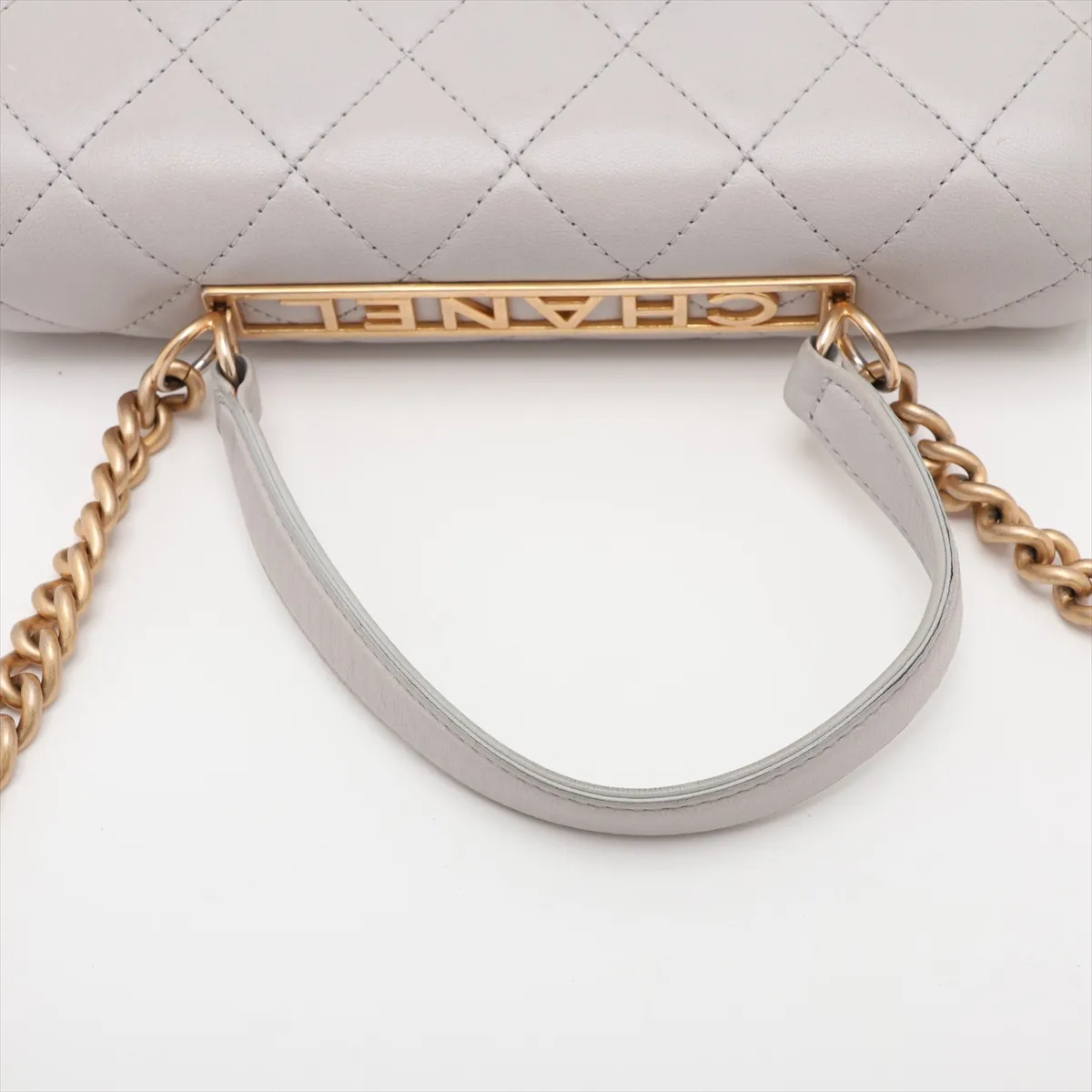 Matelassé Lambskin 2-Way Handbag, Gray with Gold Hardware, Item Number 28780498 (Serial Number in the 28s range) — view 5