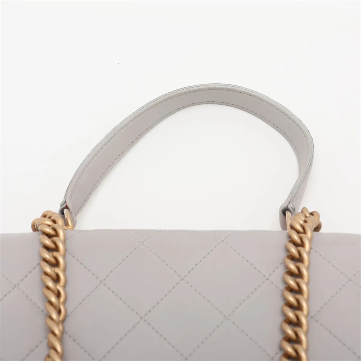 Matelassé Lambskin 2-Way Handbag, Gray with Gold Hardware, Item Number 28780498 (Serial Number in the 28s range) — view 6