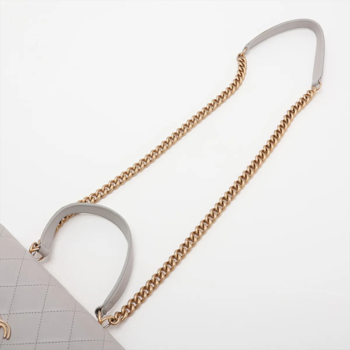 Matelassé Lambskin 2-Way Handbag, Gray with Gold Hardware, Item Number 28780498 (Serial Number in the 28s range) — view 7