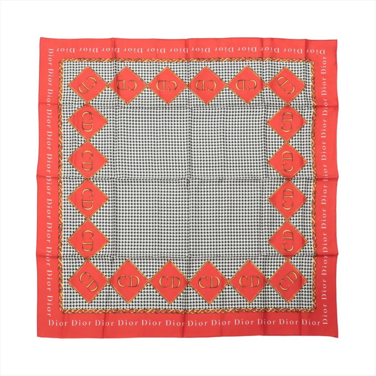 CD Logo Scarf Silk Red Thread Fuzz Thread