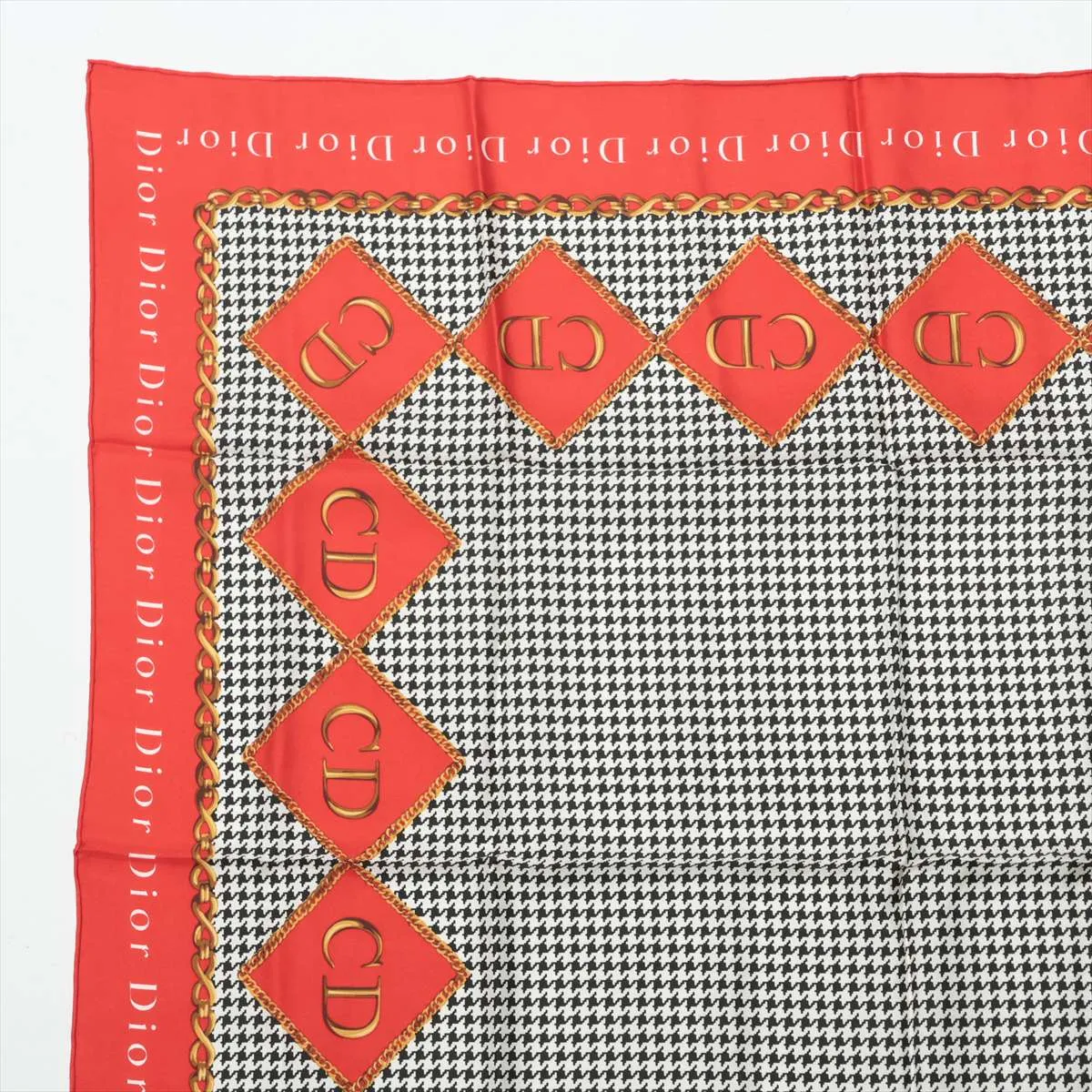 CD Logo Scarf Silk Red Thread Fuzz Thread — view 2