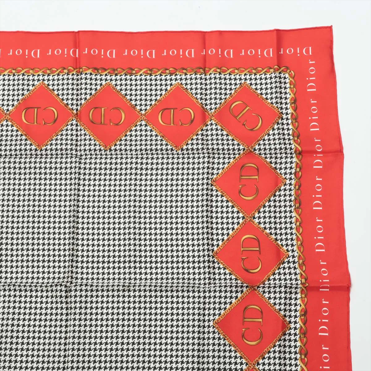 CD Logo Scarf Silk Red Thread Fuzz Thread — view 3