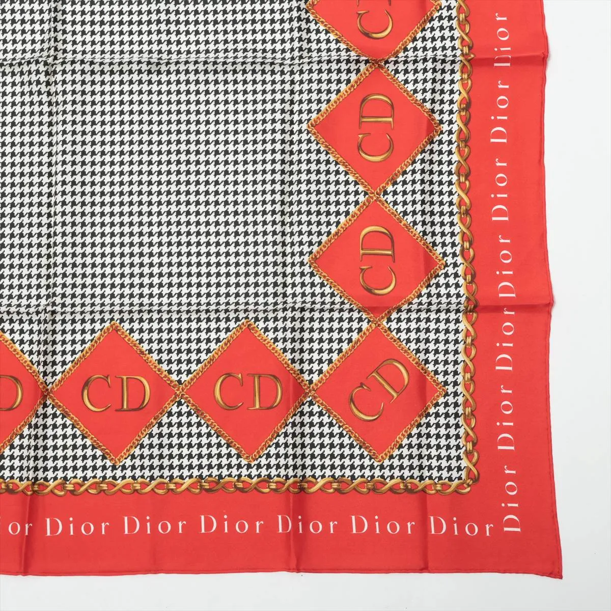 CD Logo Scarf Silk Red Thread Fuzz Thread — view 4