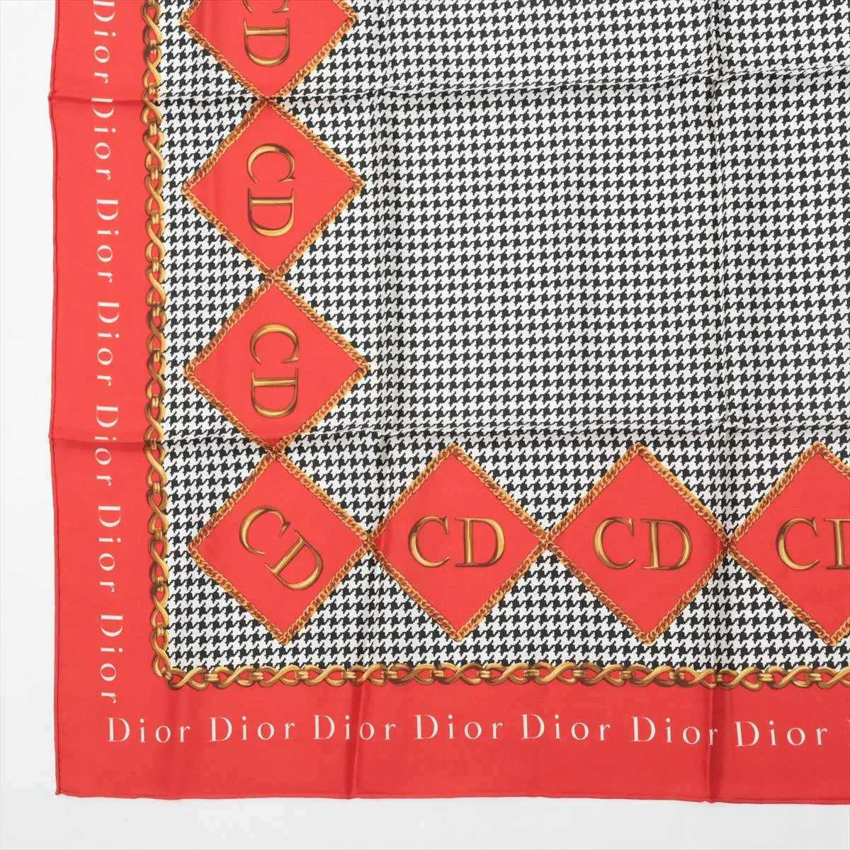 CD Logo Scarf Silk Red Thread Fuzz Thread — view 5