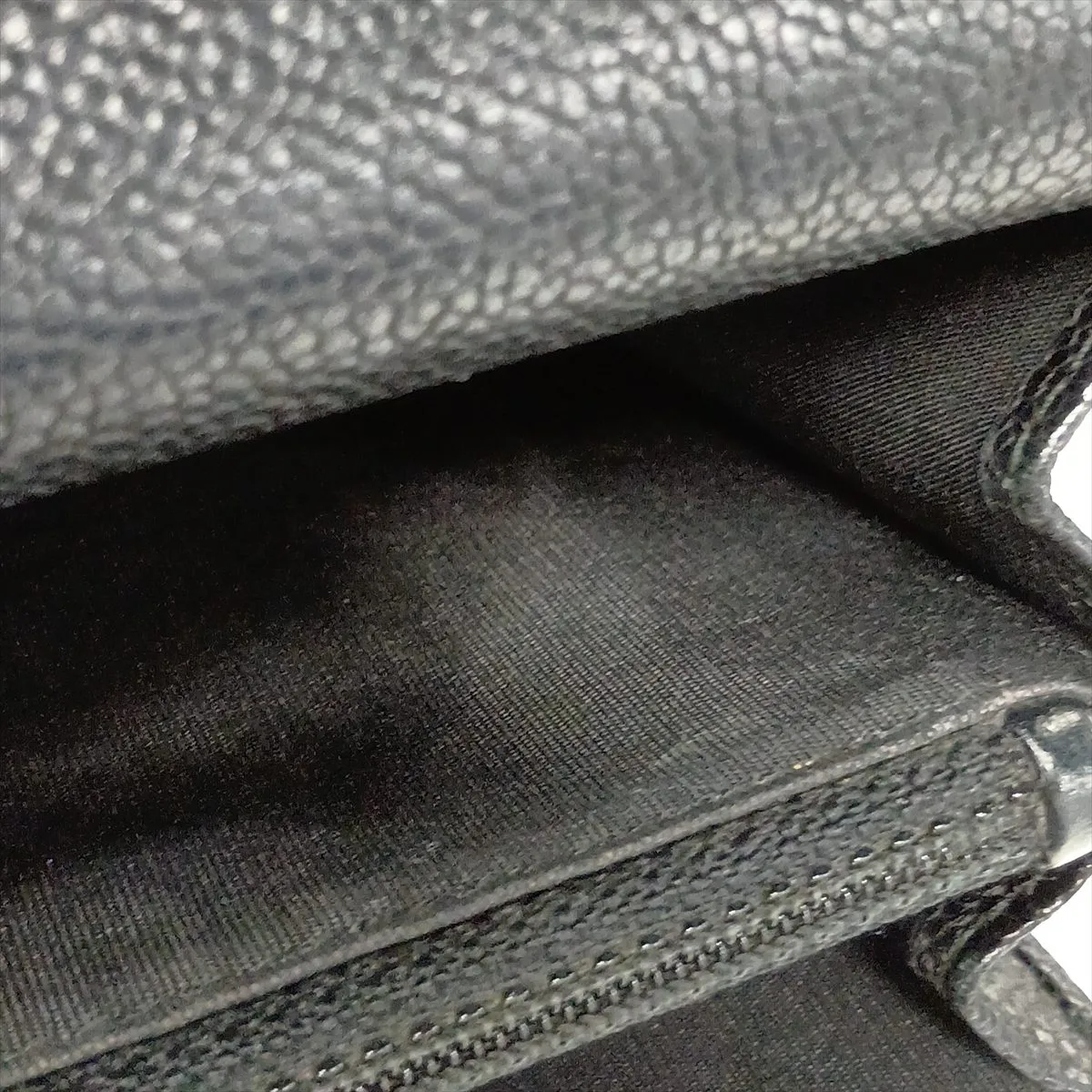 Chevron Caviar Skin Chain Wallet, V-stitch, Black, Silver Hardware, 24737656, Serial Number 24 — view 12