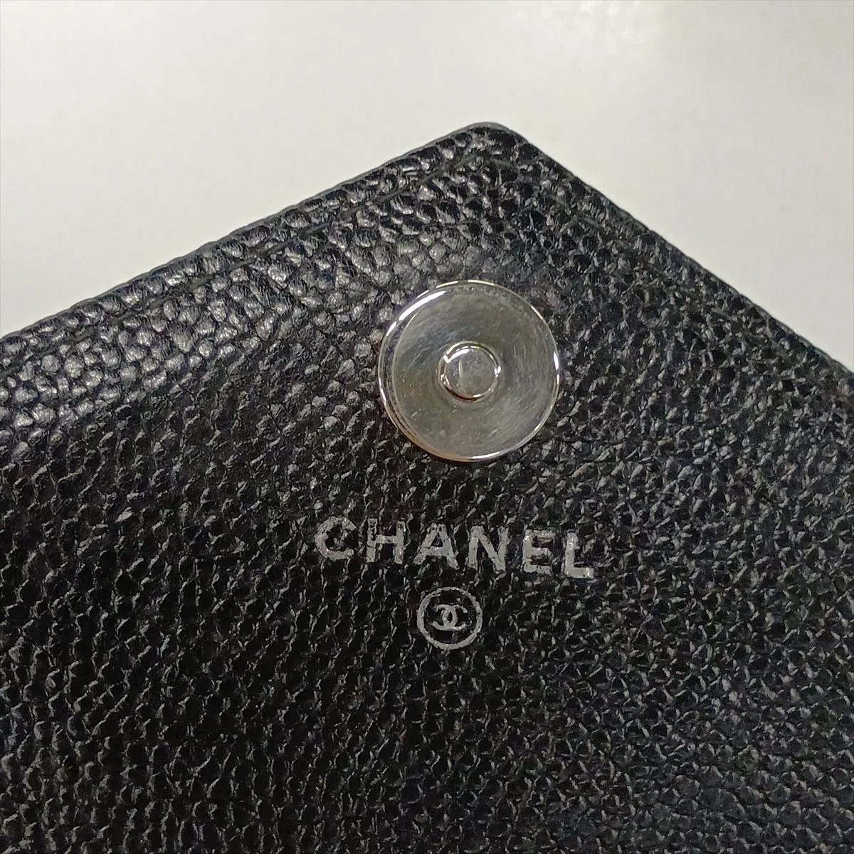 Chevron Caviar Skin Chain Wallet, V-stitch, Black, Silver Hardware, 24737656, Serial Number 24 — view 13