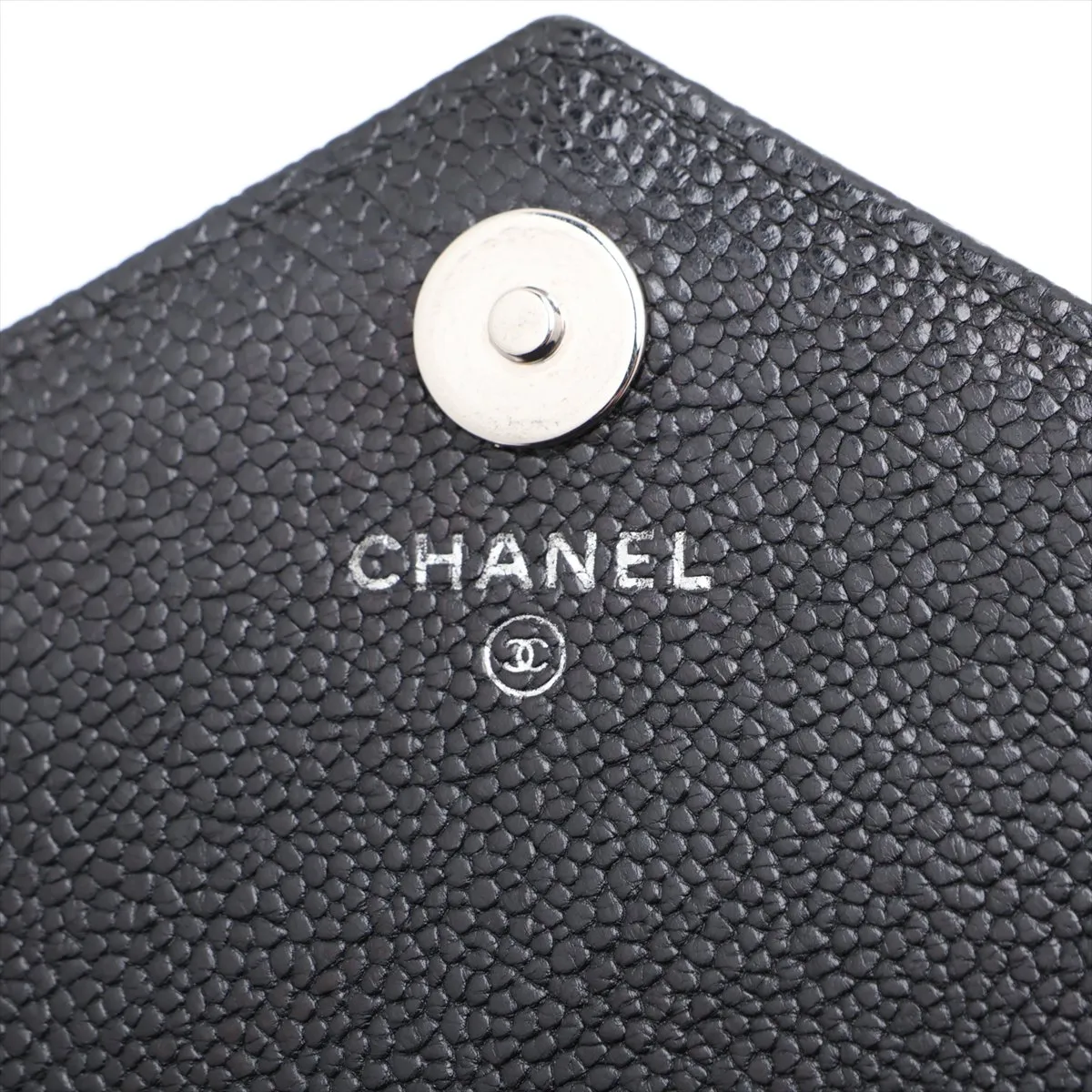 Chevron Caviar Skin Chain Wallet, V-stitch, Black, Silver Hardware, 24737656, Serial Number 24 — view 9