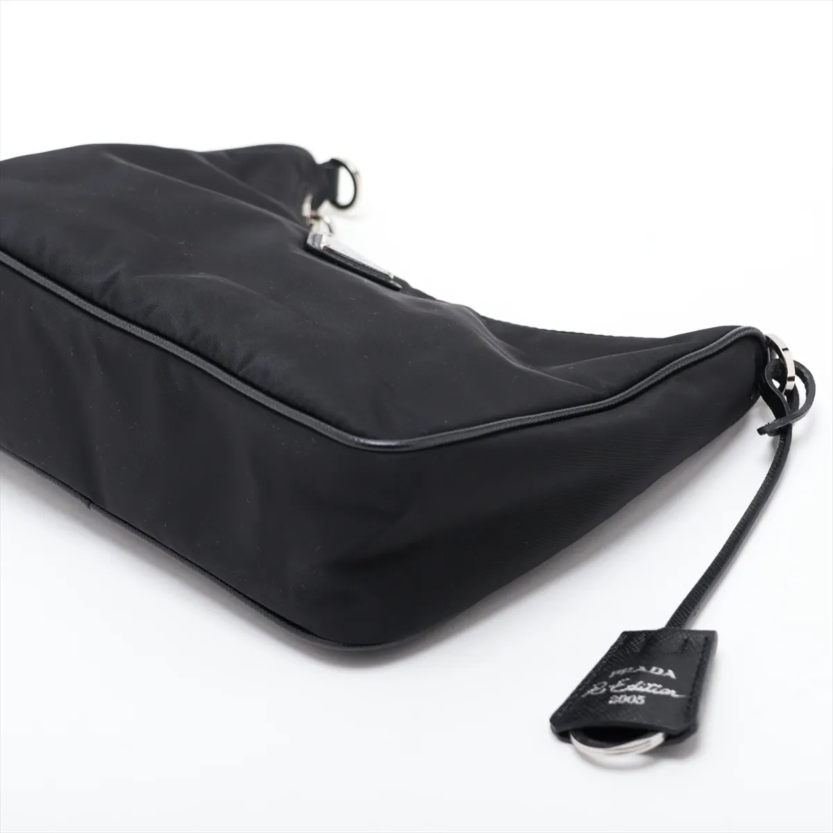 Tessuto Nylon x Leather 2-Way Shoulder Bag, Black — view 3