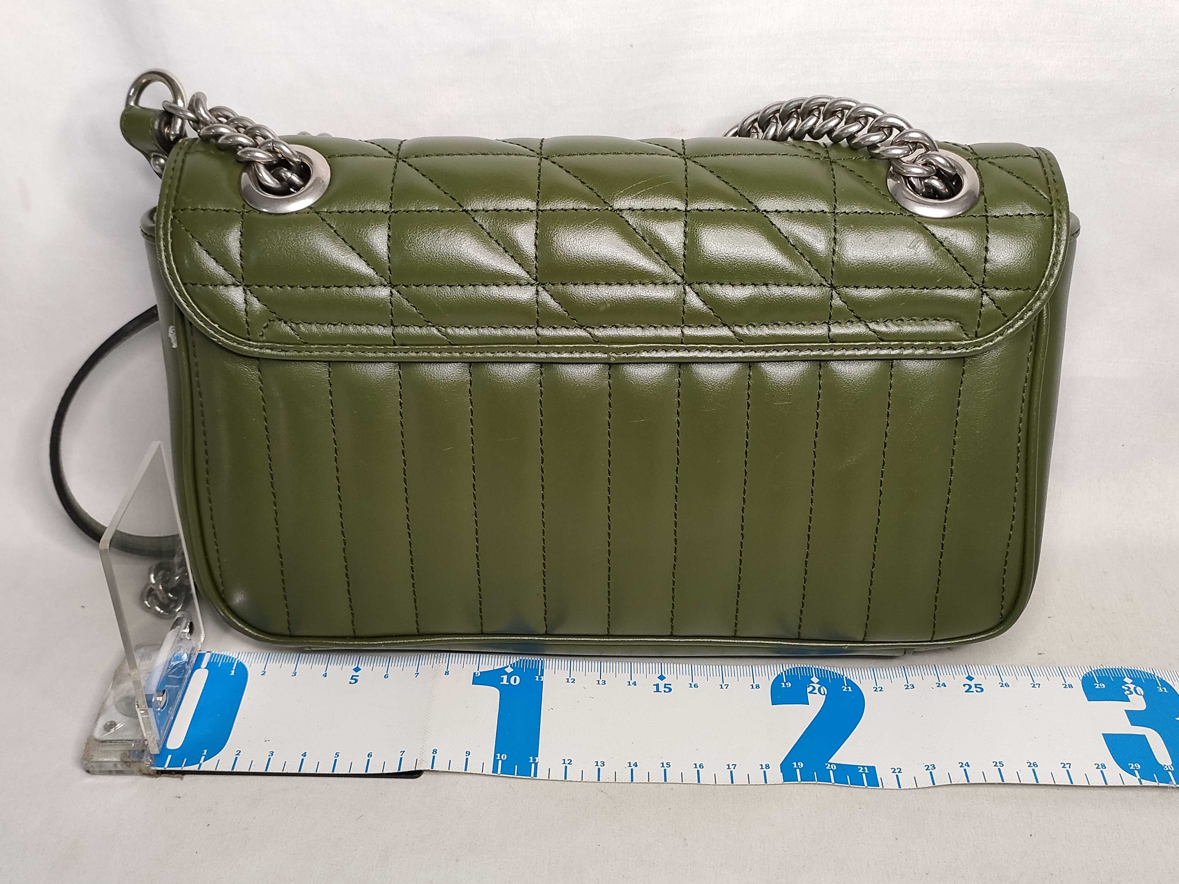 SG-GG Marmont Leather Chain Shoulder Bag Green 443497 Shoulder Bag — view 2