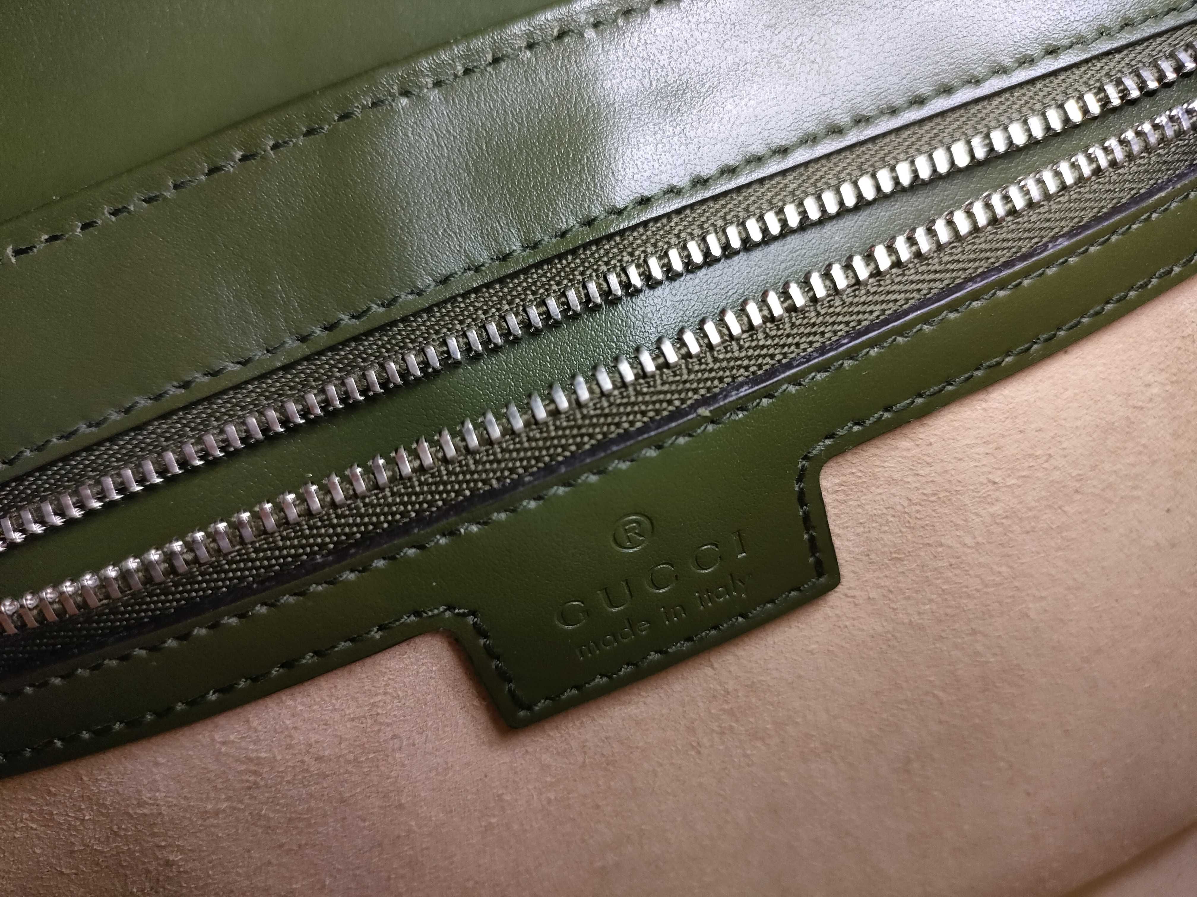 SG-GG Marmont Leather Chain Shoulder Bag Green 443497 Shoulder Bag — view 12