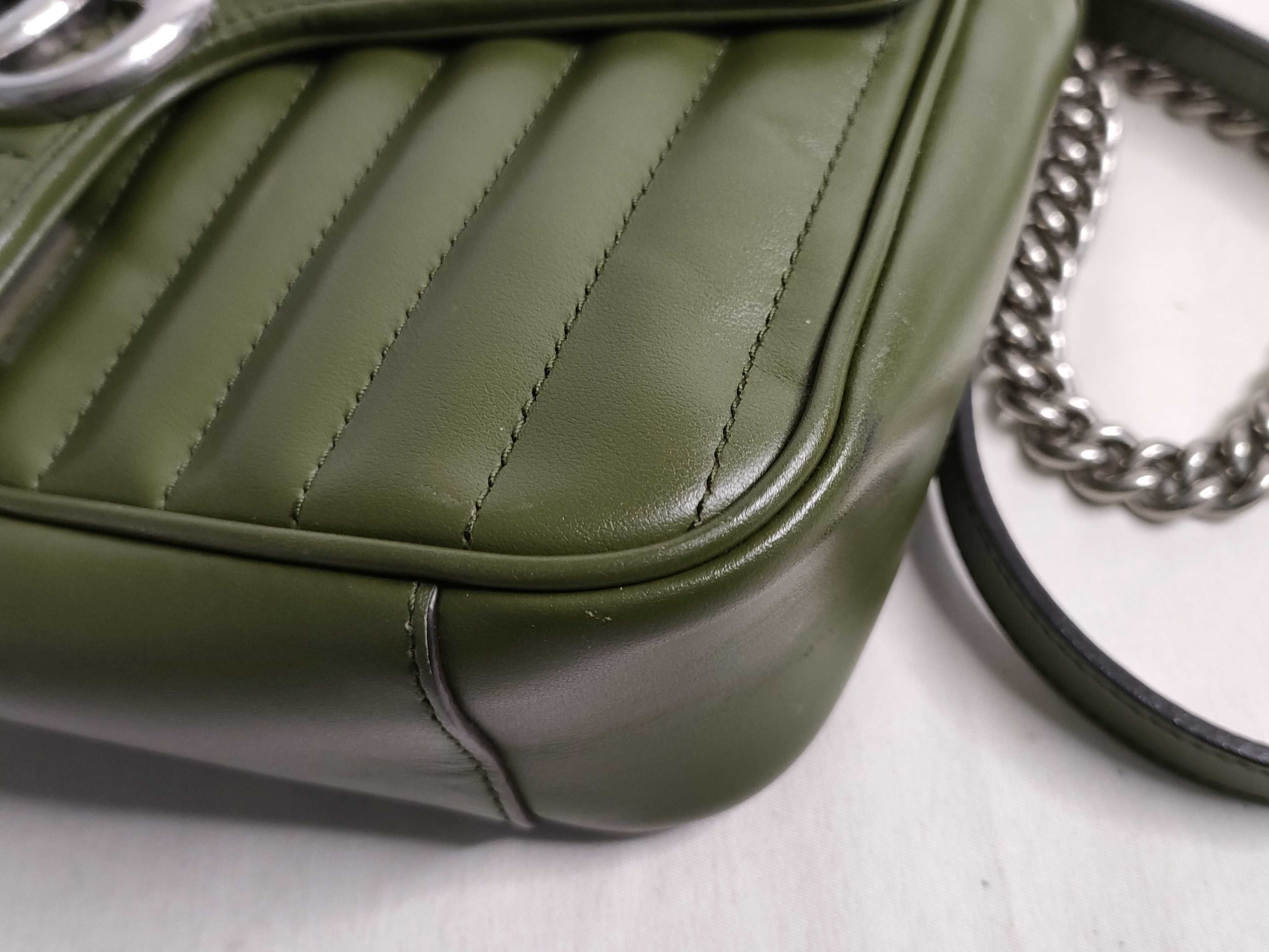 SG-GG Marmont Leather Chain Shoulder Bag Green 443497 Shoulder Bag — view 6
