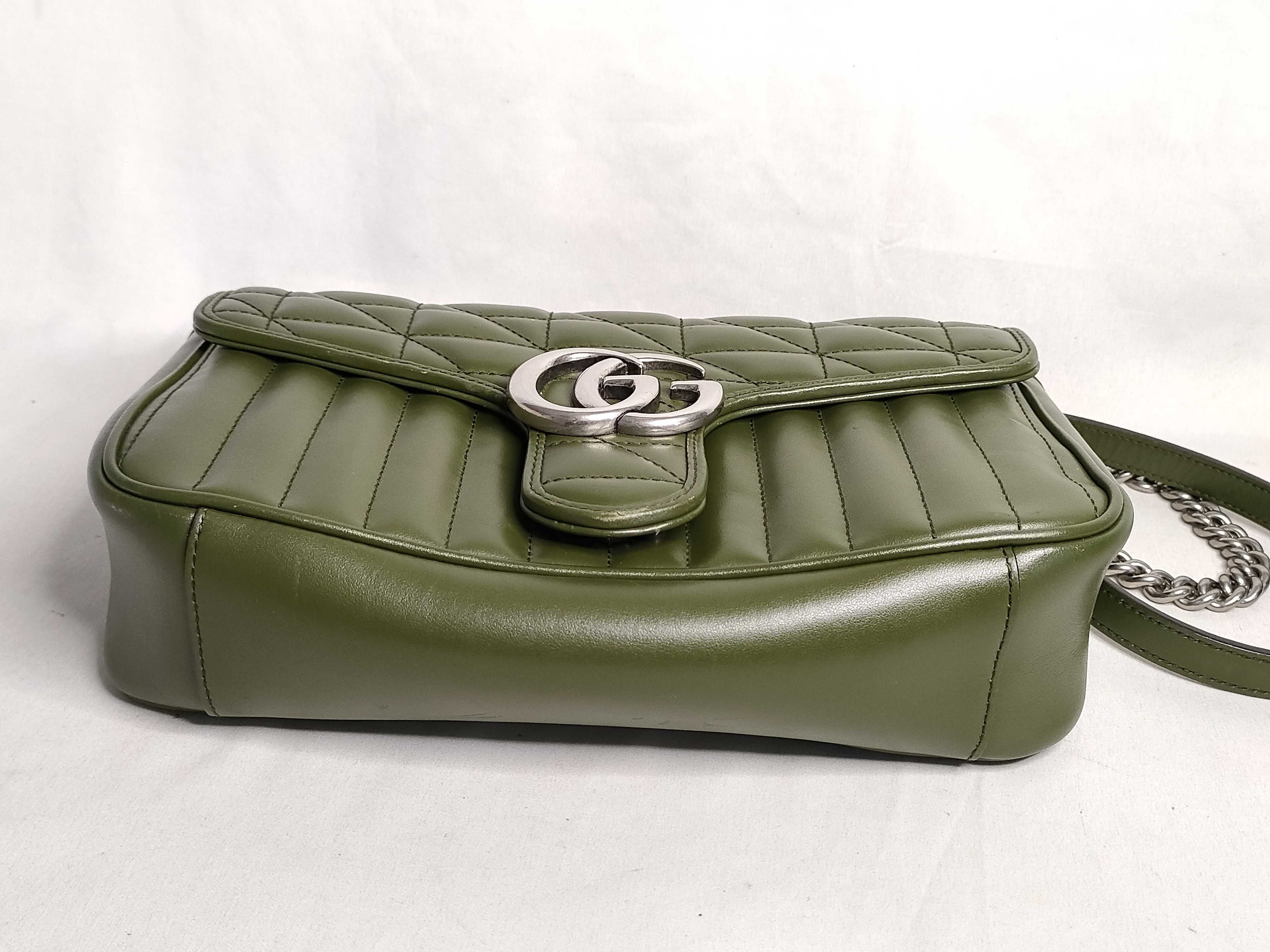 SG-GG Marmont Leather Chain Shoulder Bag Green 443497 Shoulder Bag — view 7
