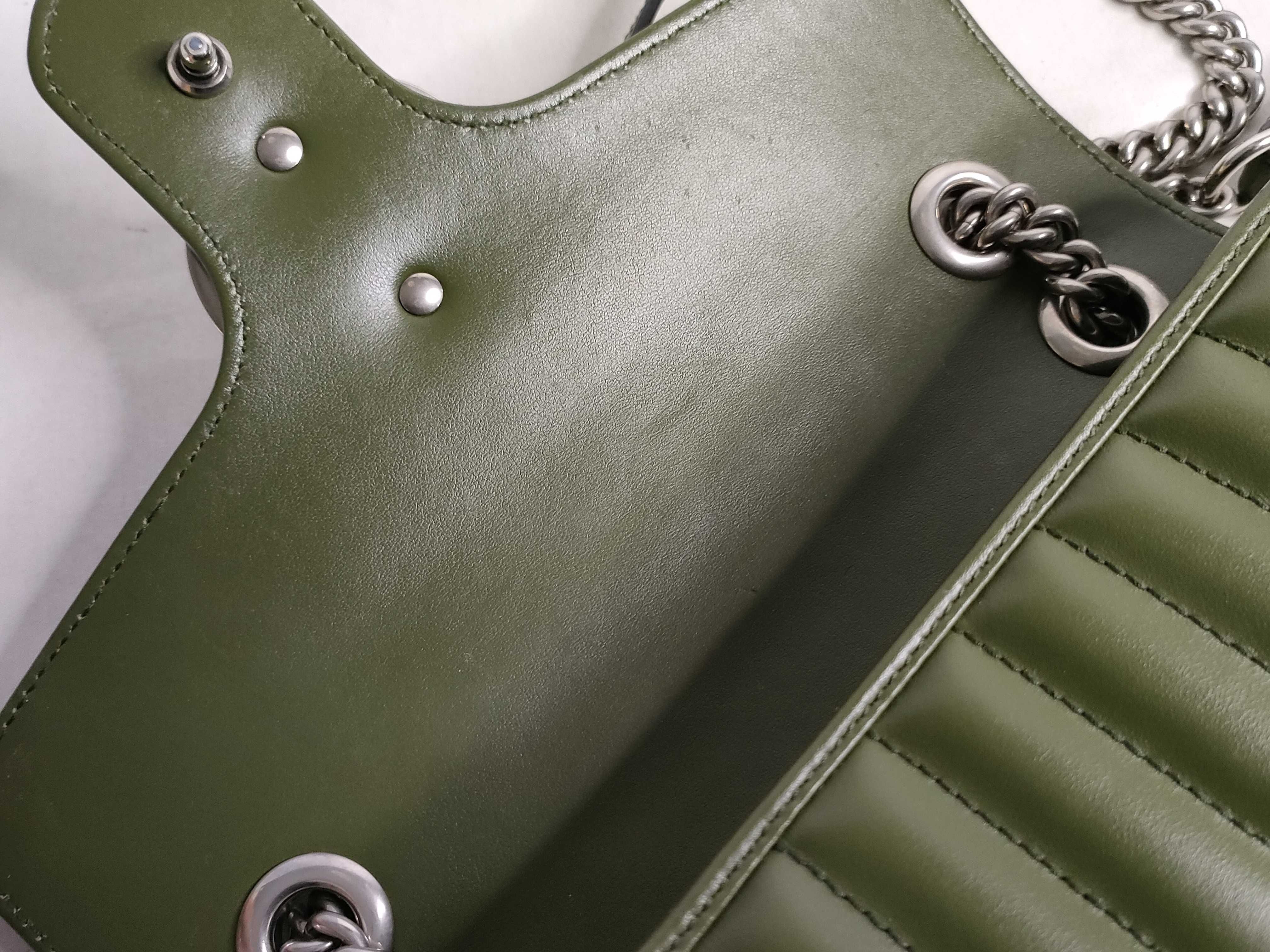 SG-GG Marmont Leather Chain Shoulder Bag Green 443497 Shoulder Bag — view 8