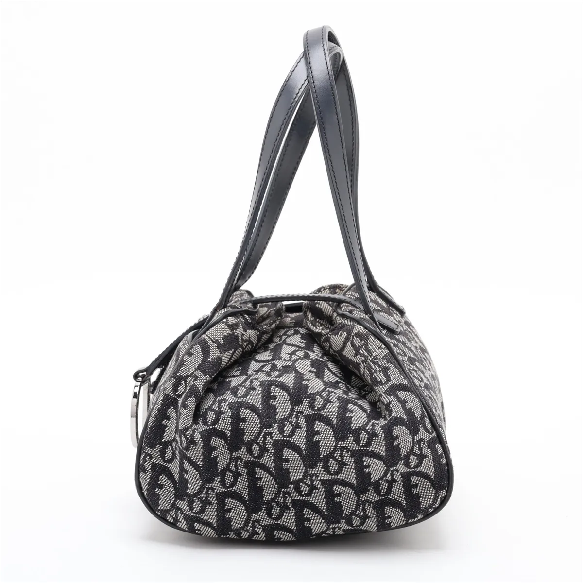 Trotter Canvas x Leather Handbag, Navy — view 2