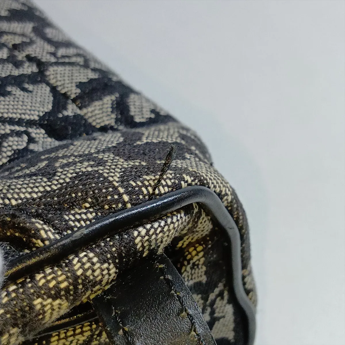 Trotter Canvas x Leather Handbag, Navy — view 13