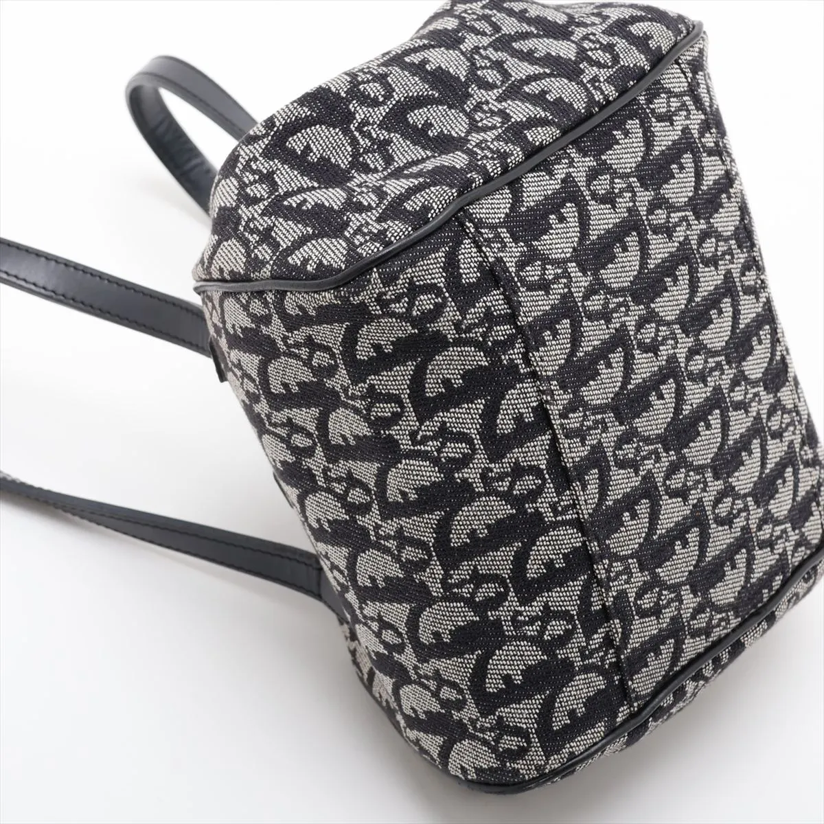 Trotter Canvas x Leather Handbag, Navy — view 4