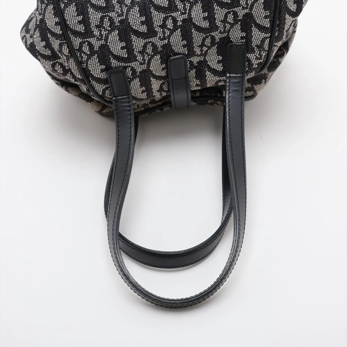 Trotter Canvas x Leather Handbag, Navy — view 5