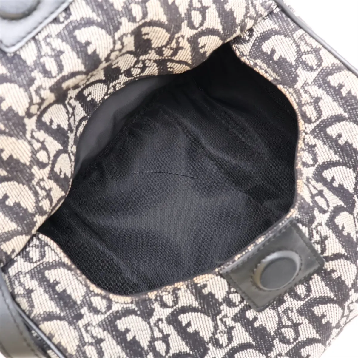 Trotter Canvas x Leather Handbag, Navy — view 7