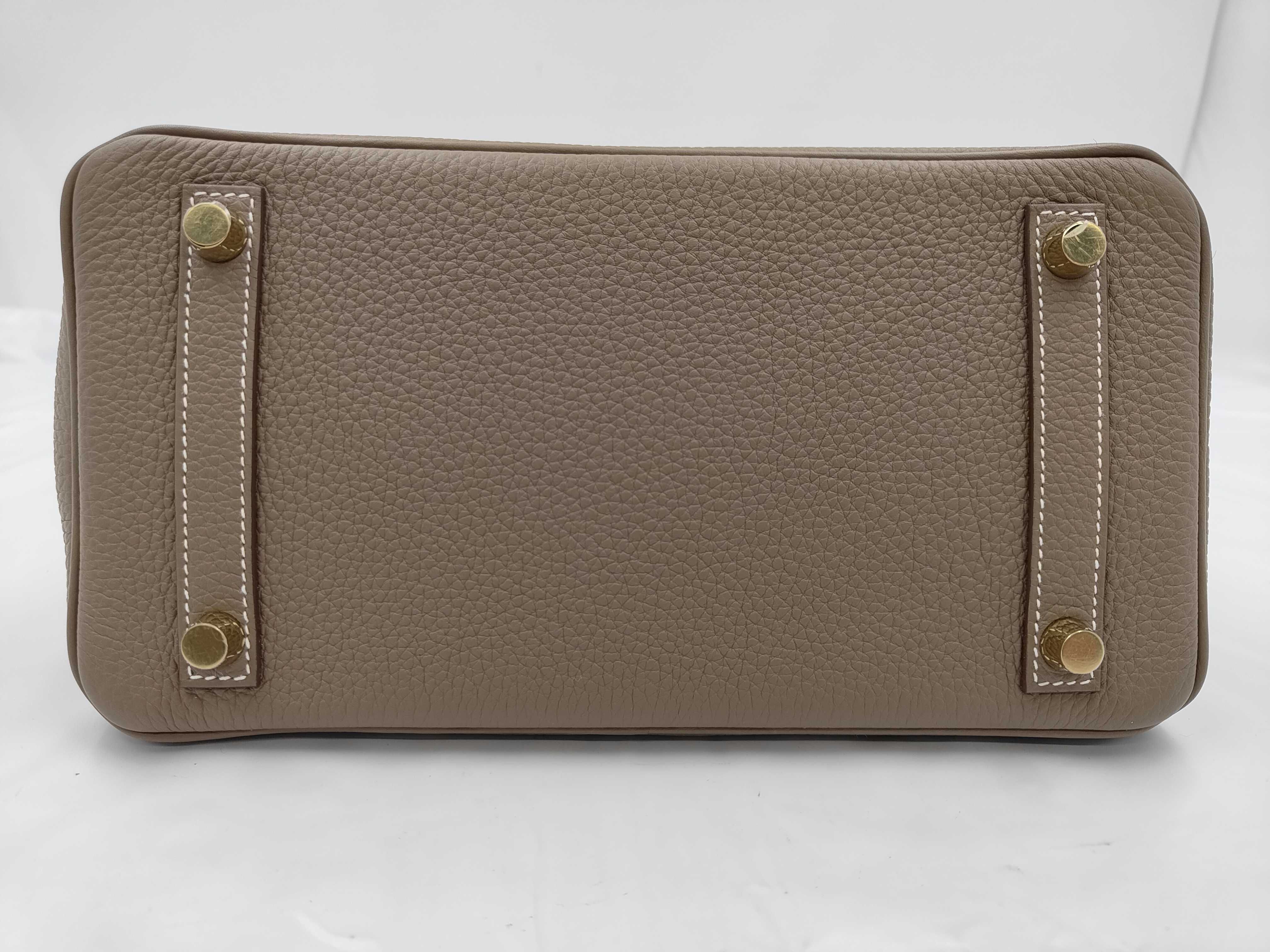 Birkin 25 Etoupe Gold Hardware Togo Leather Handbag (K Stamp) — view 6