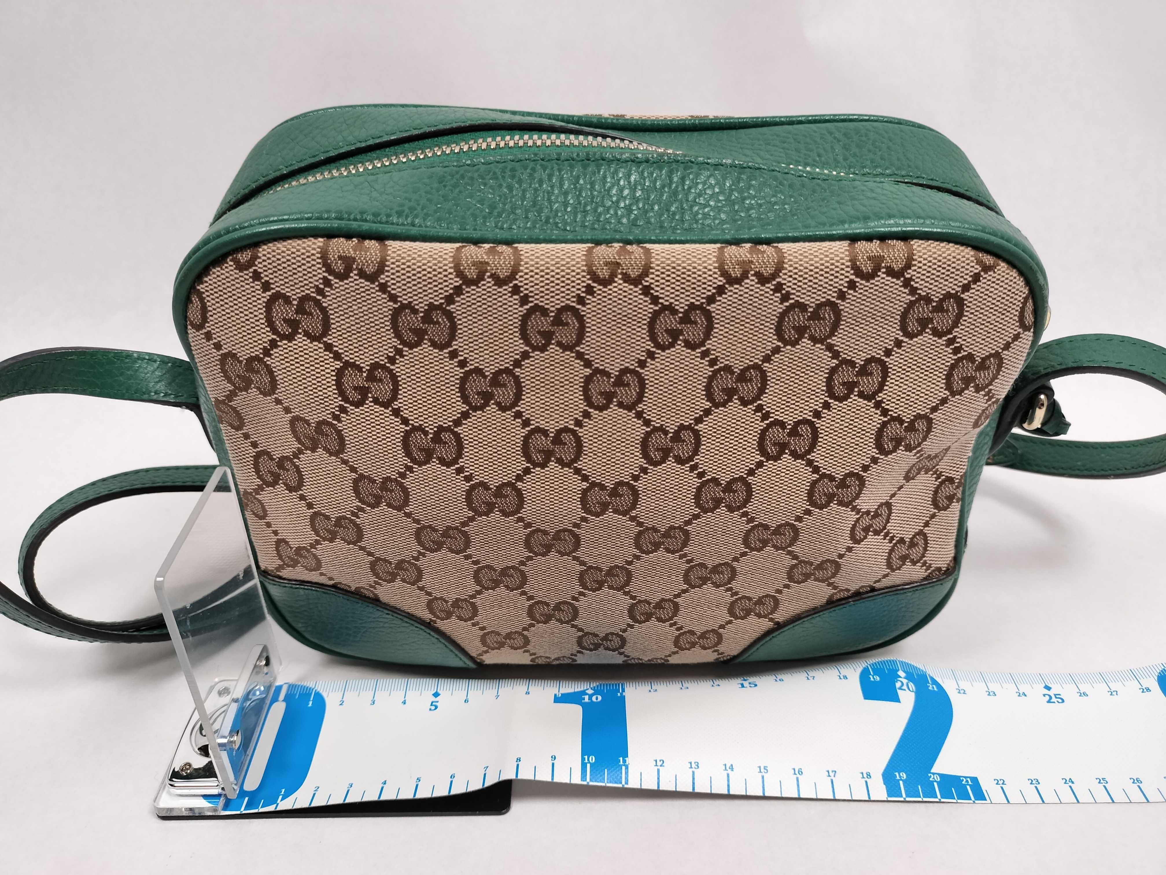 GG Canvas Shoulder Bag, Canvas and Leather, Beige and Green, 520981 (Shoulder Bag) — view 2