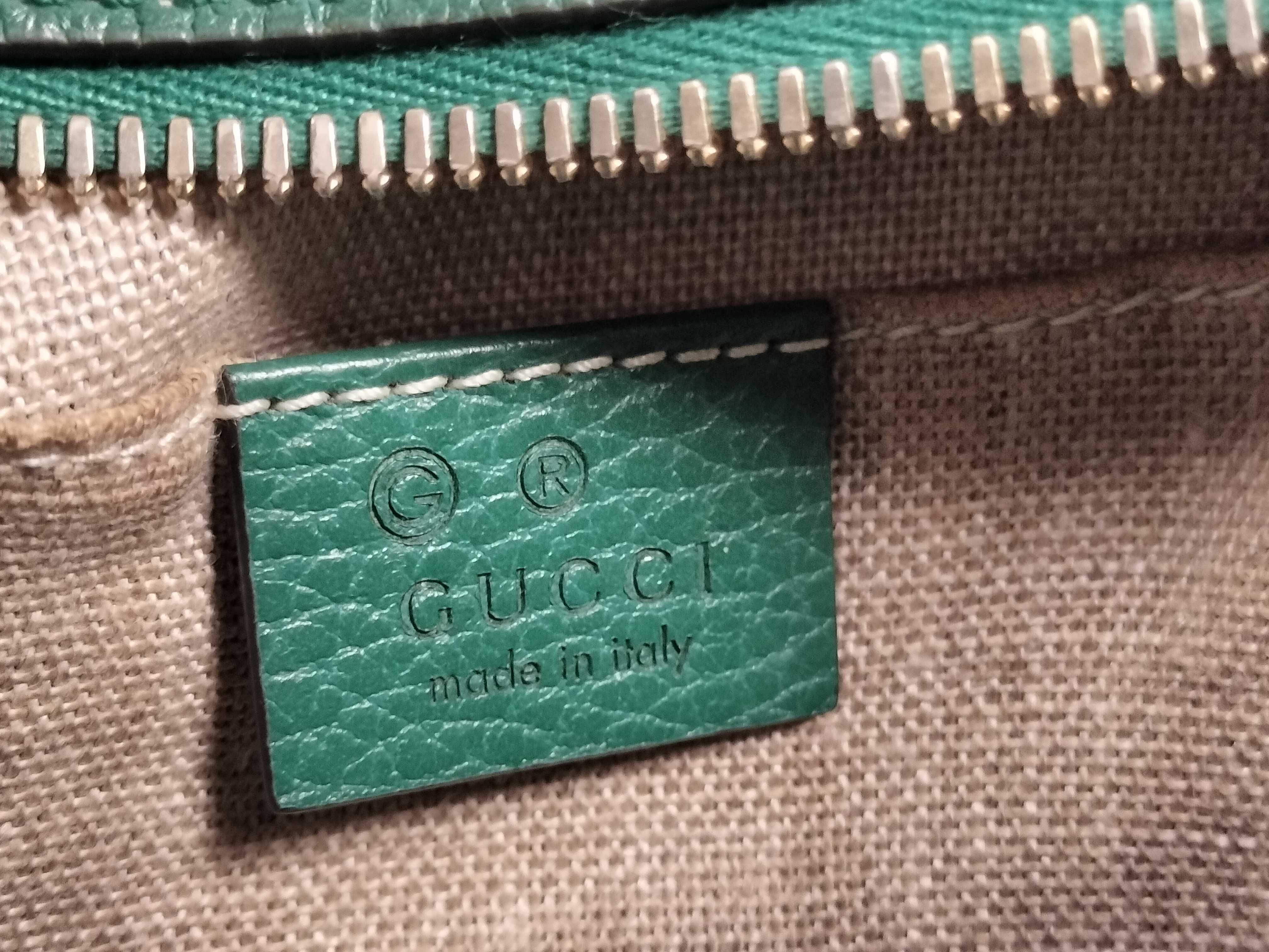 GG Canvas Shoulder Bag, Canvas and Leather, Beige and Green, 520981 (Shoulder Bag) — view 13