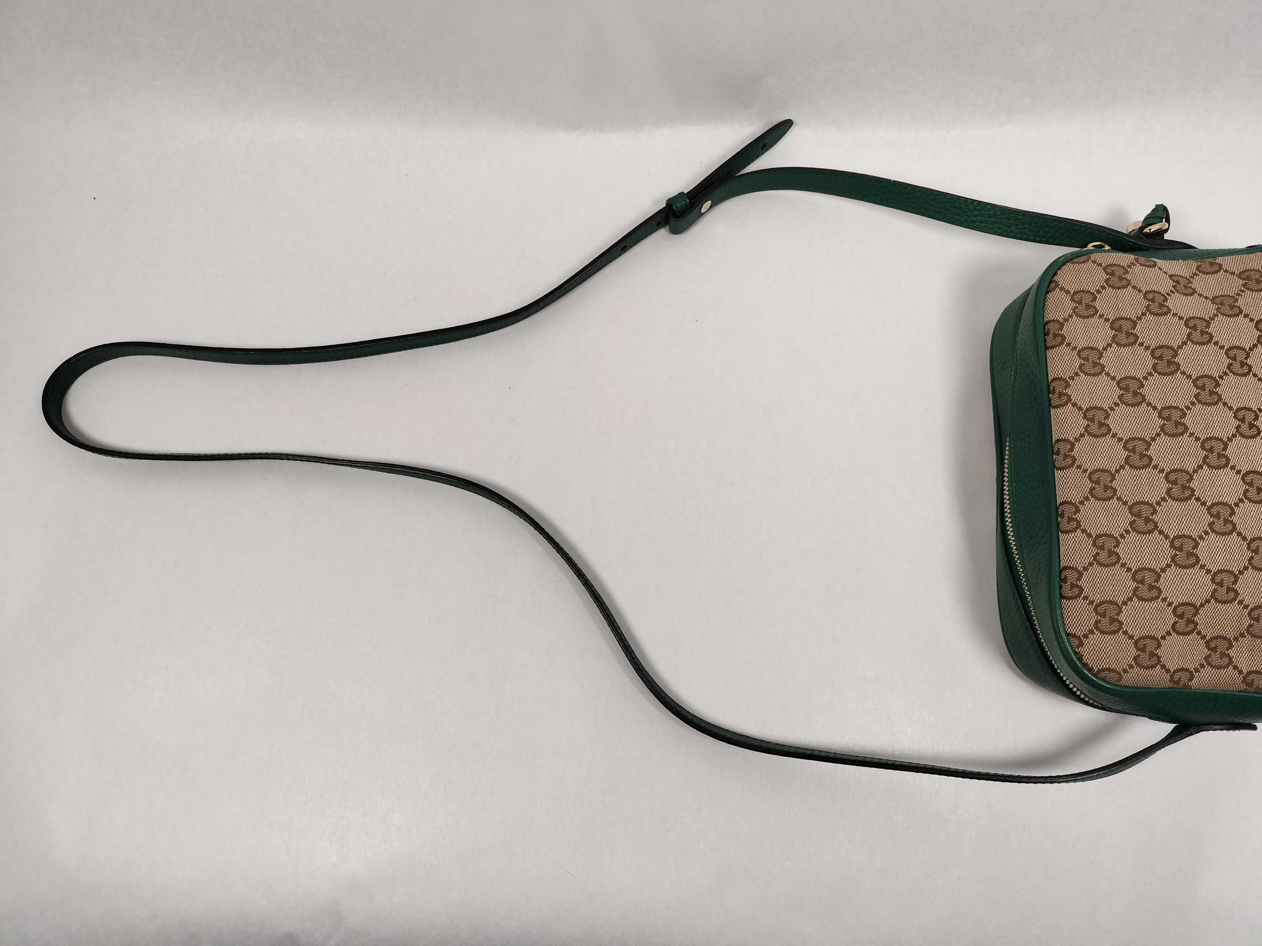 GG Canvas Shoulder Bag, Canvas and Leather, Beige and Green, 520981 (Shoulder Bag) — view 3