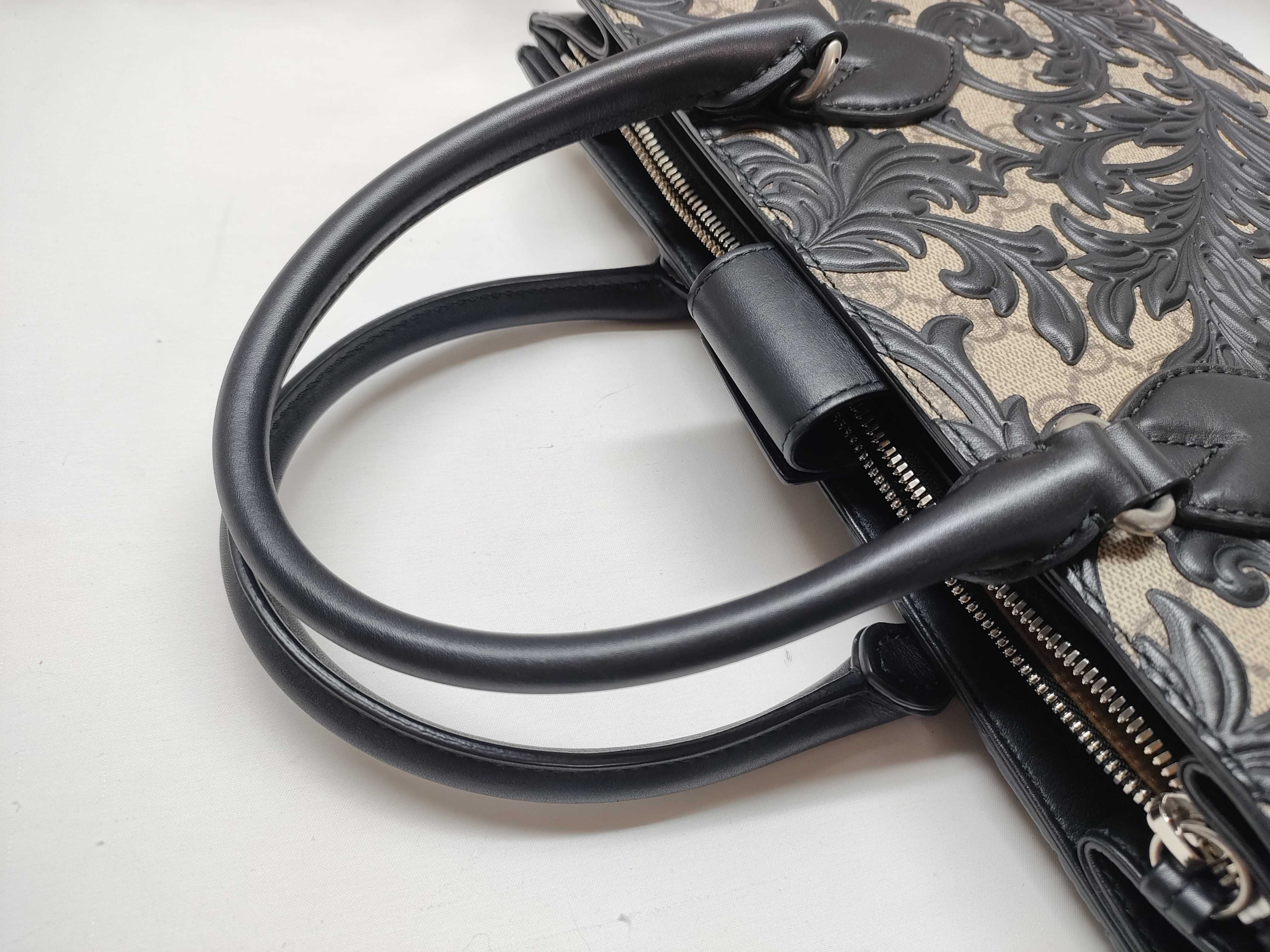 GG Supreme Arabesque PVC x Leather 2-Way Handbag Beige x Black 409531 Handbag — view 6