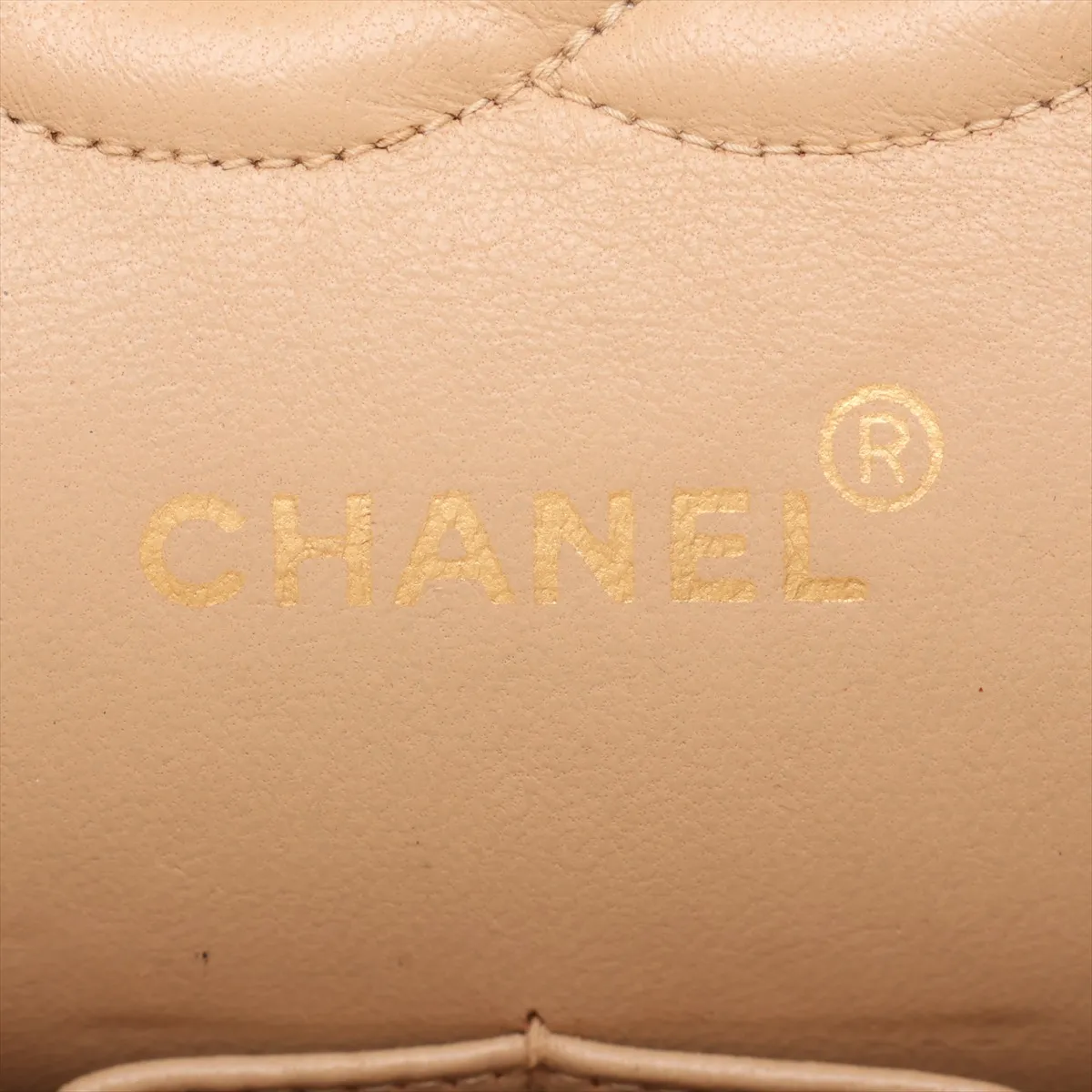 Matelassé 25 Lambskin Double Flap Double Chain Bag, Beige, Gold Hardware, A01112 — view 13