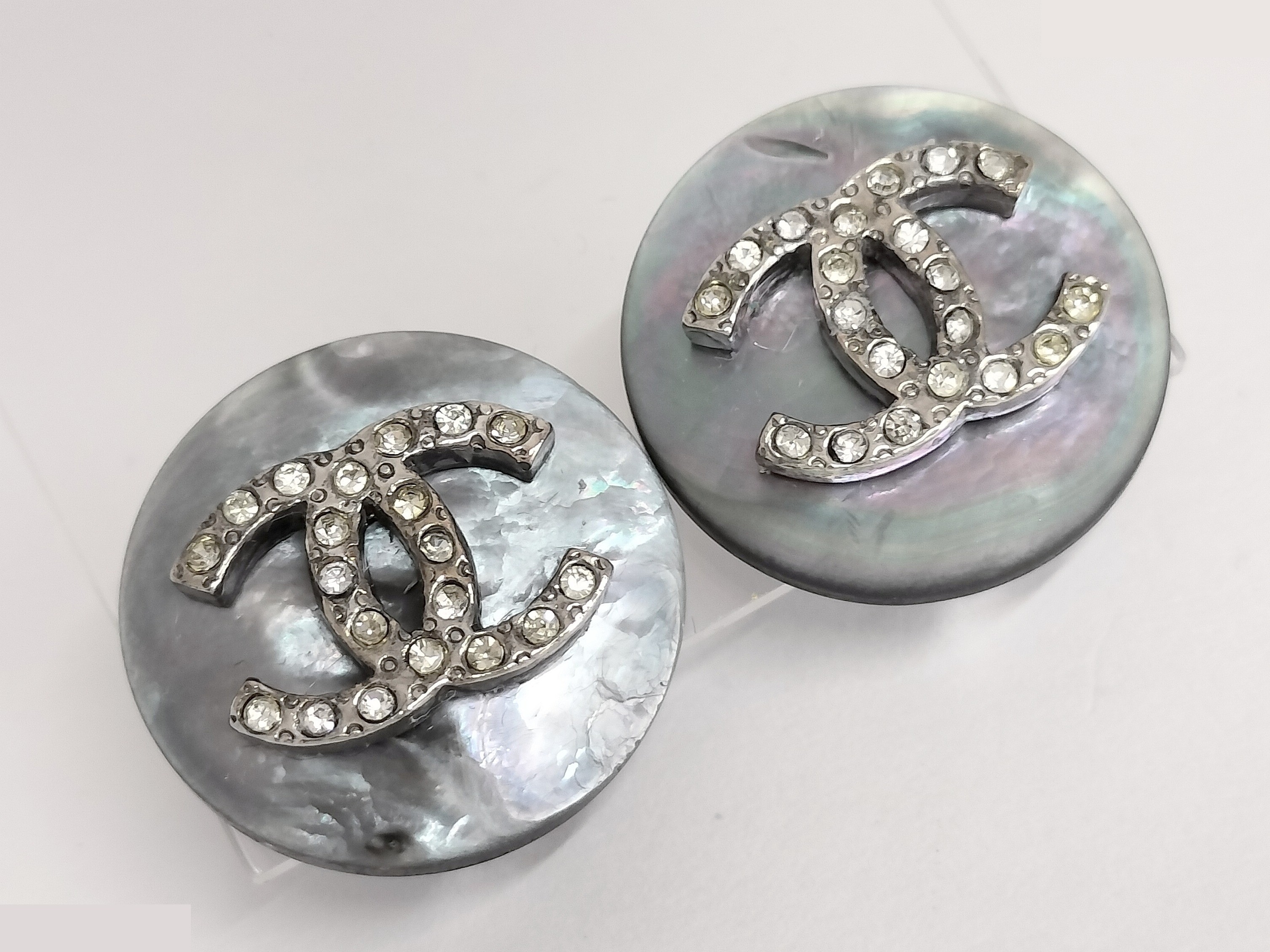 Coco rhinestone shell silver earrings — view 7