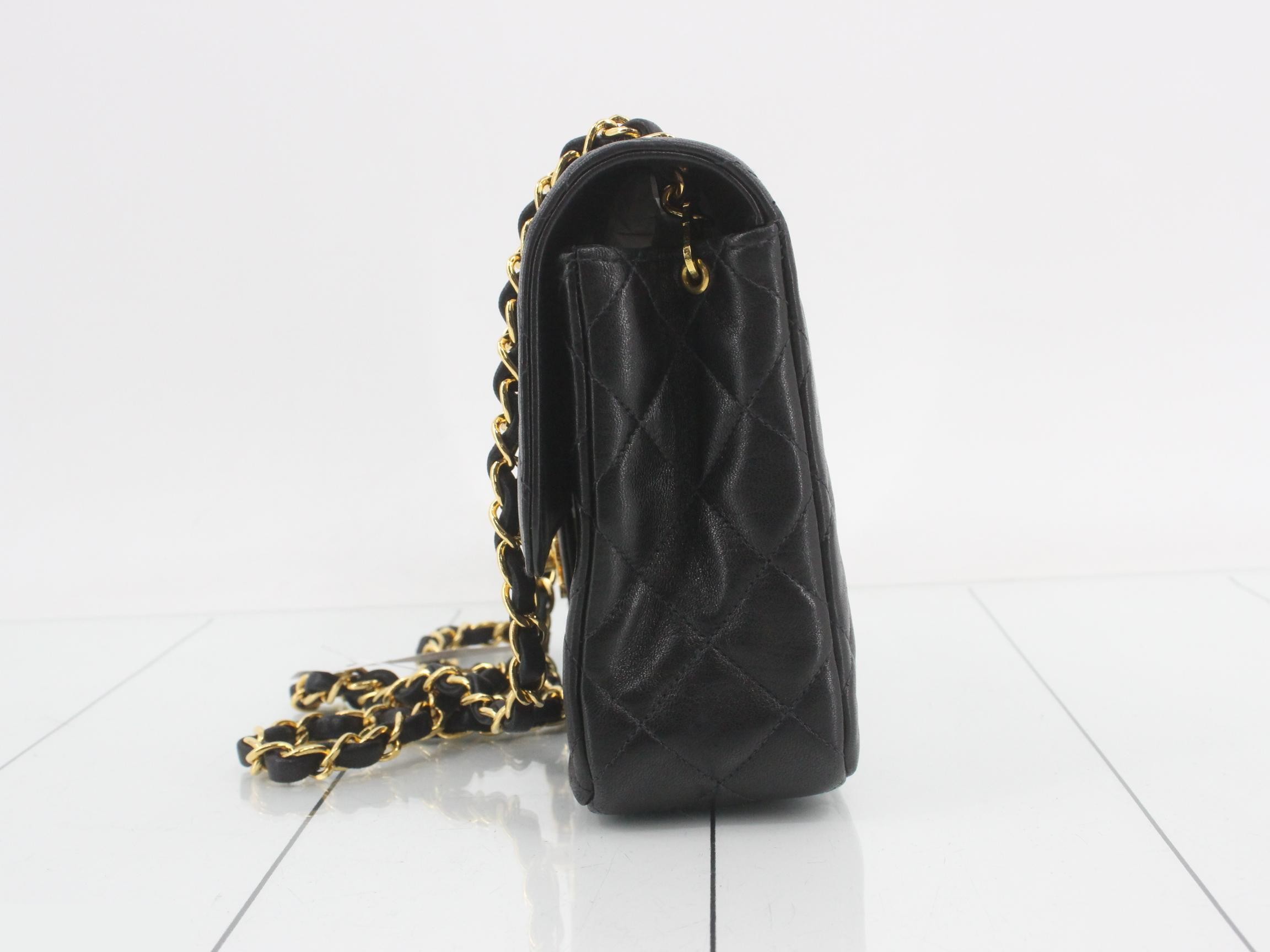 Matelassé Classic Chain Shoulder Bag, Lambskin, Black, Series 4, with original seal, W24 — view 3