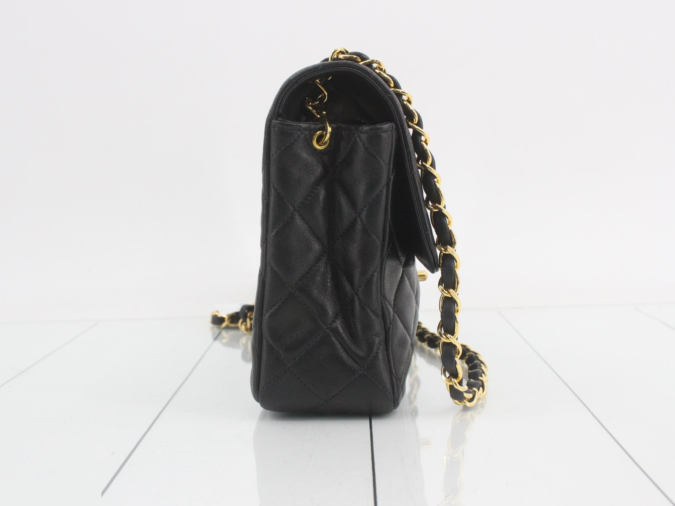 Matelassé Classic Chain Shoulder Bag, Lambskin, Black, Series 4, with original seal, W24 — view 4