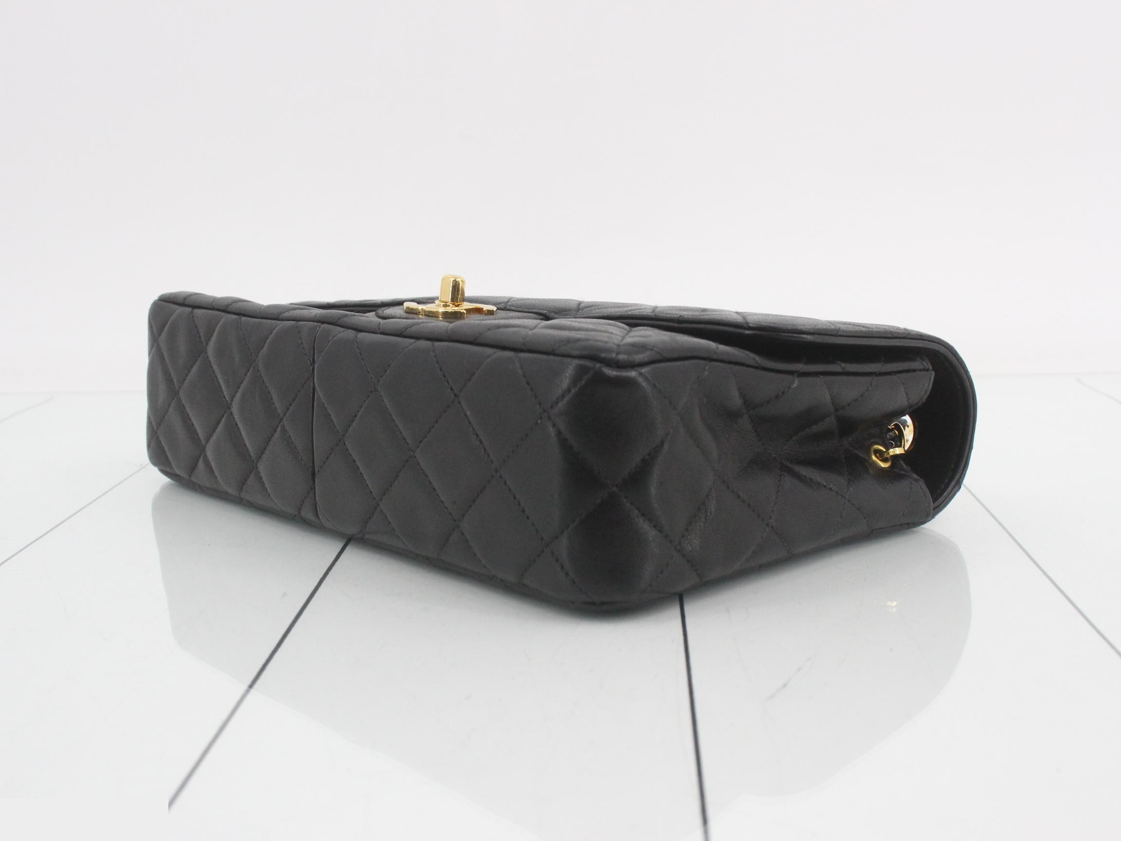 Matelassé Classic Chain Shoulder Bag, Lambskin, Black, Series 4, with original seal, W24 — view 6