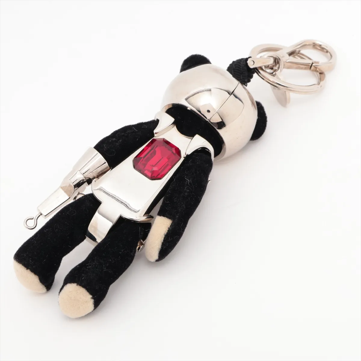 Bear Charm, Metal x Fabric x Rhinestone, Black x Silver. Shows signs of wear, — view 2