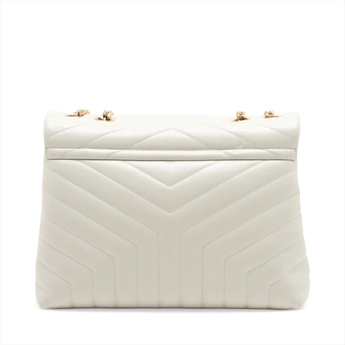 Loulou Medium Leather Chain Shoulder Bag, White 574946 — view 2