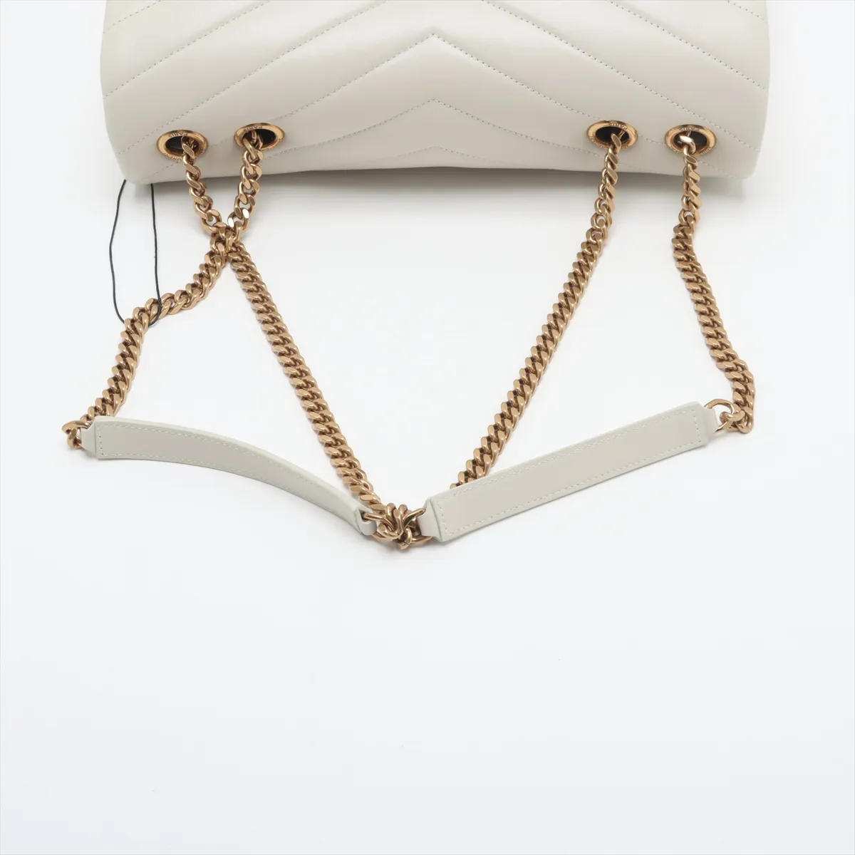 Loulou Medium Leather Chain Shoulder Bag, White 574946 — view 5