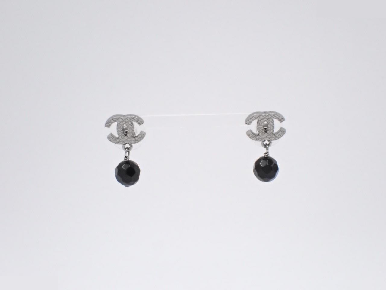 Earrings, Coco Mark design, silver, stone, E13V