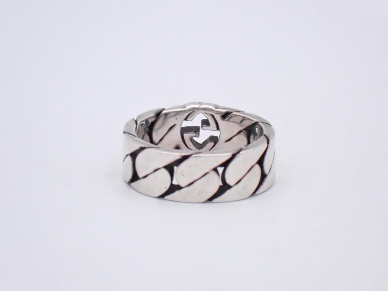 ring, 925 sterling silver, 9.7g, interlocking G design, stamped "22", actual size 20cm. — view 2