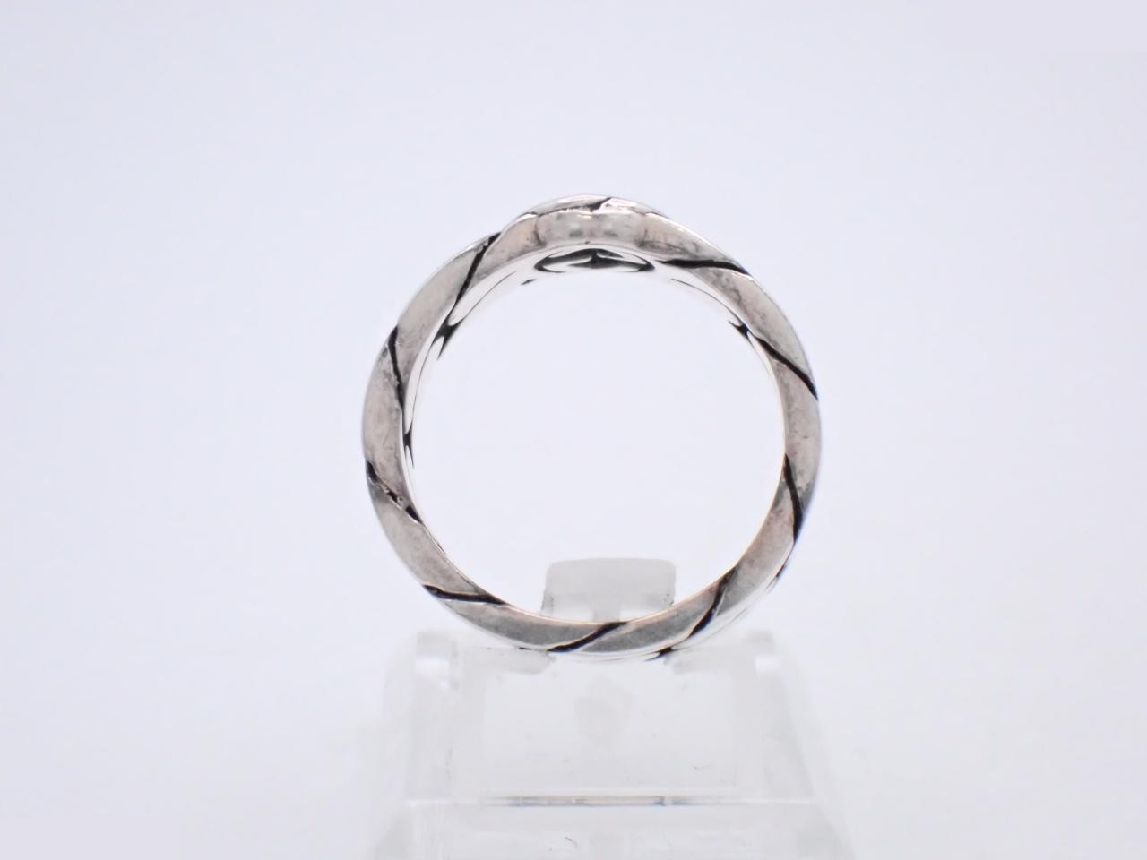 ring, 925 sterling silver, 9.7g, interlocking G design, stamped "22", actual size 20cm. — view 3