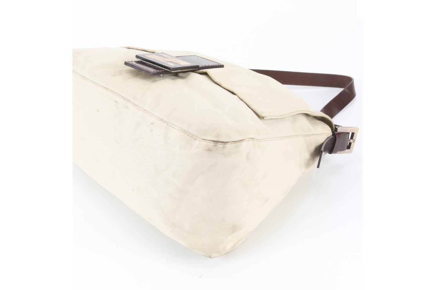 Mamma Bucket Baguette FF Hardware Leather Canvas Shoulder Bag — view 4