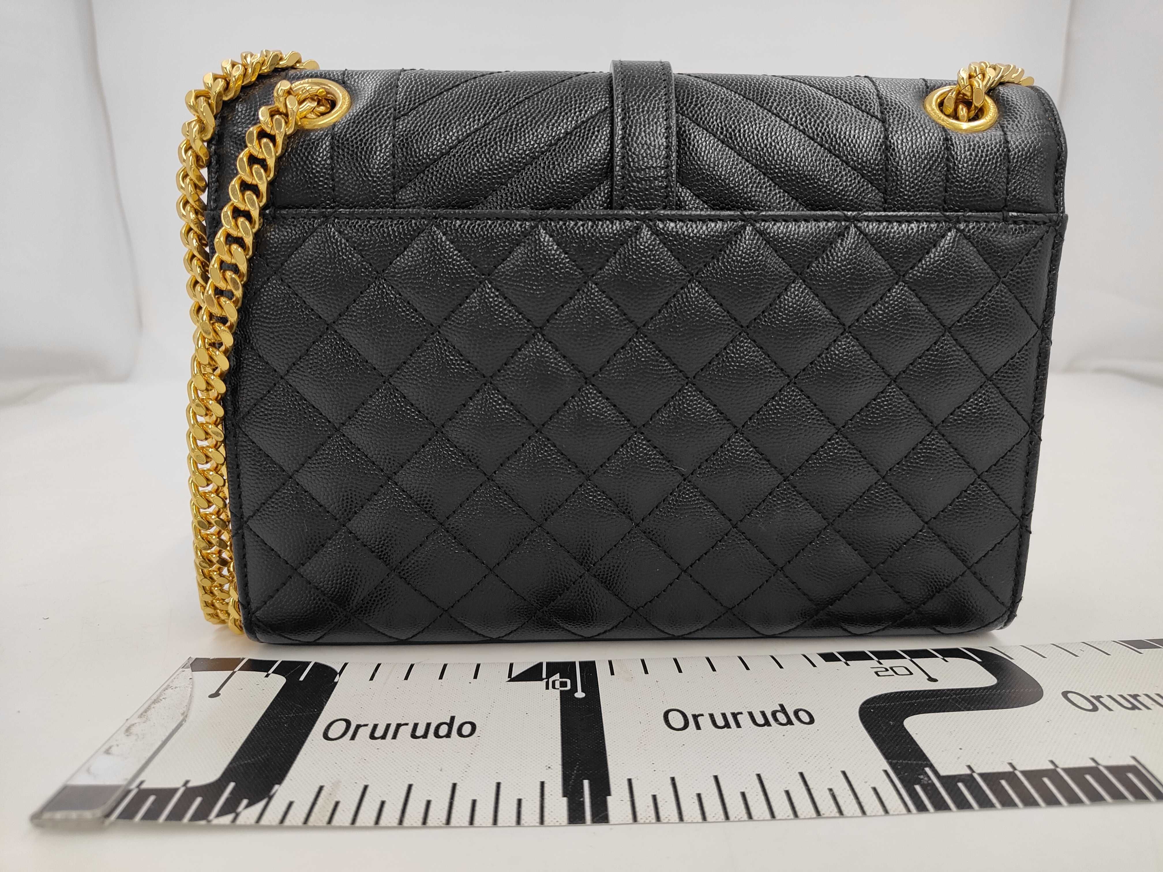 Envelope Leather Chain Shoulder Bag, Black Shoulder Bag — view 2