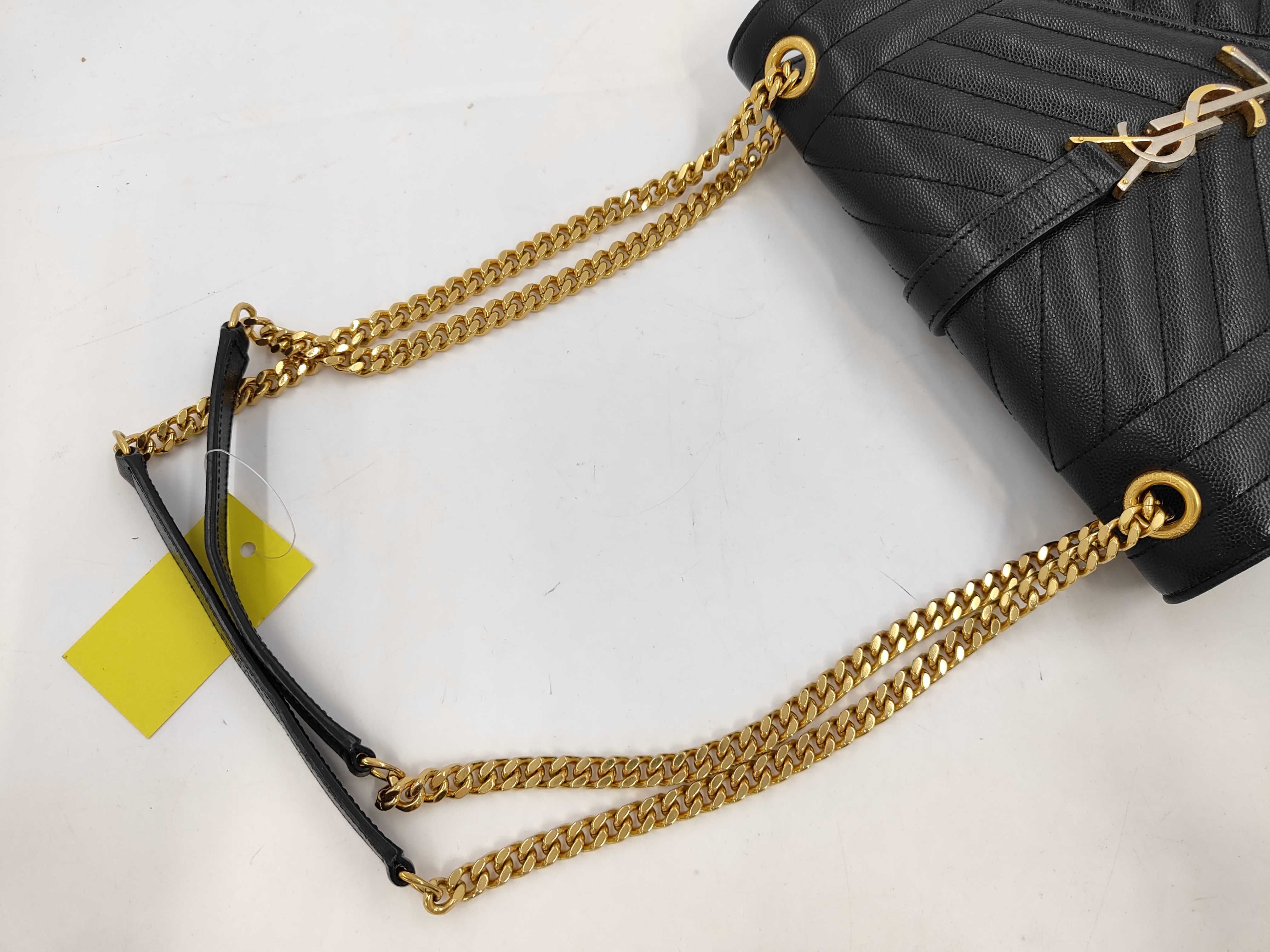 Envelope Leather Chain Shoulder Bag, Black Shoulder Bag — view 5