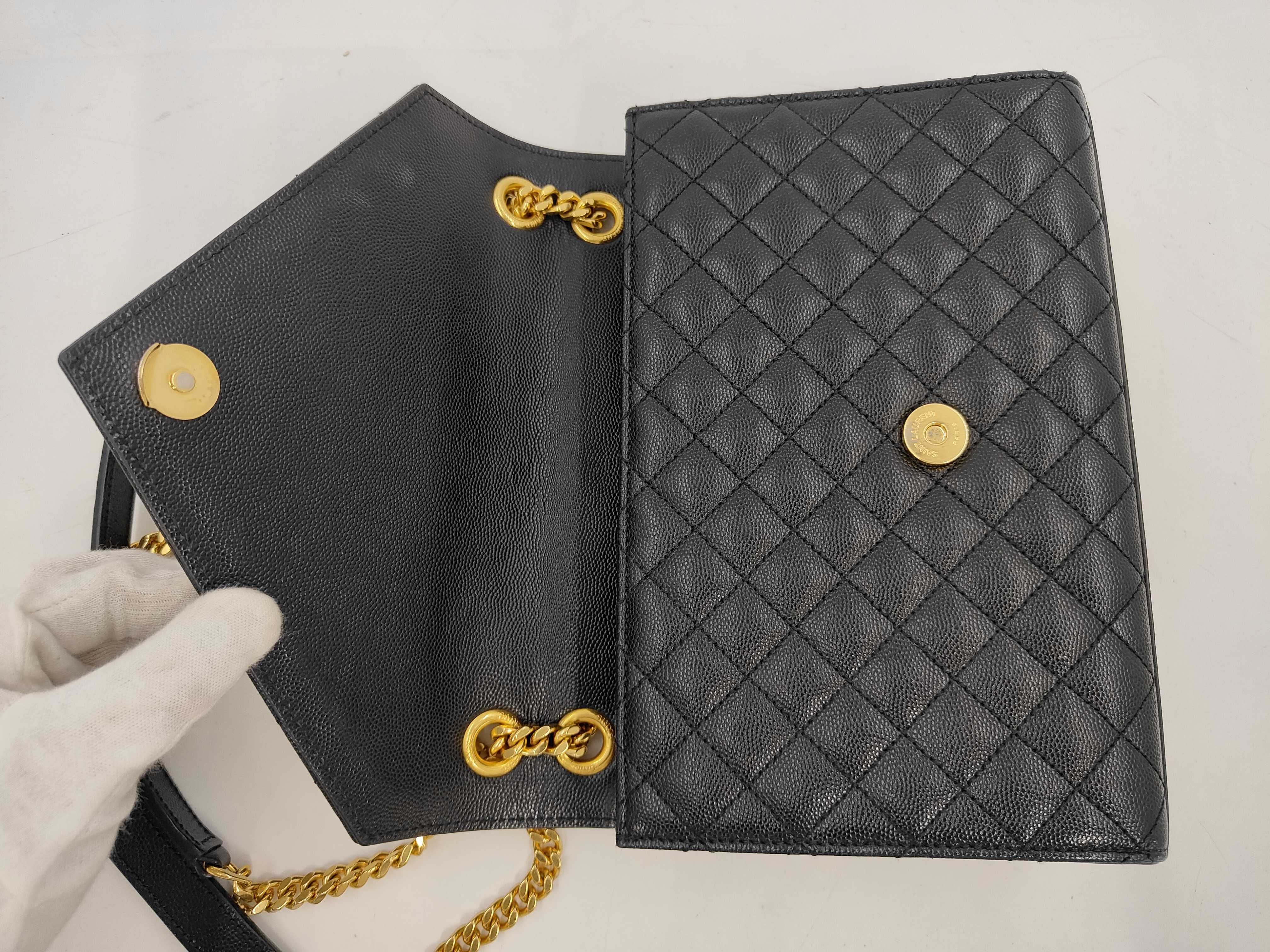 Envelope Leather Chain Shoulder Bag, Black Shoulder Bag — view 9