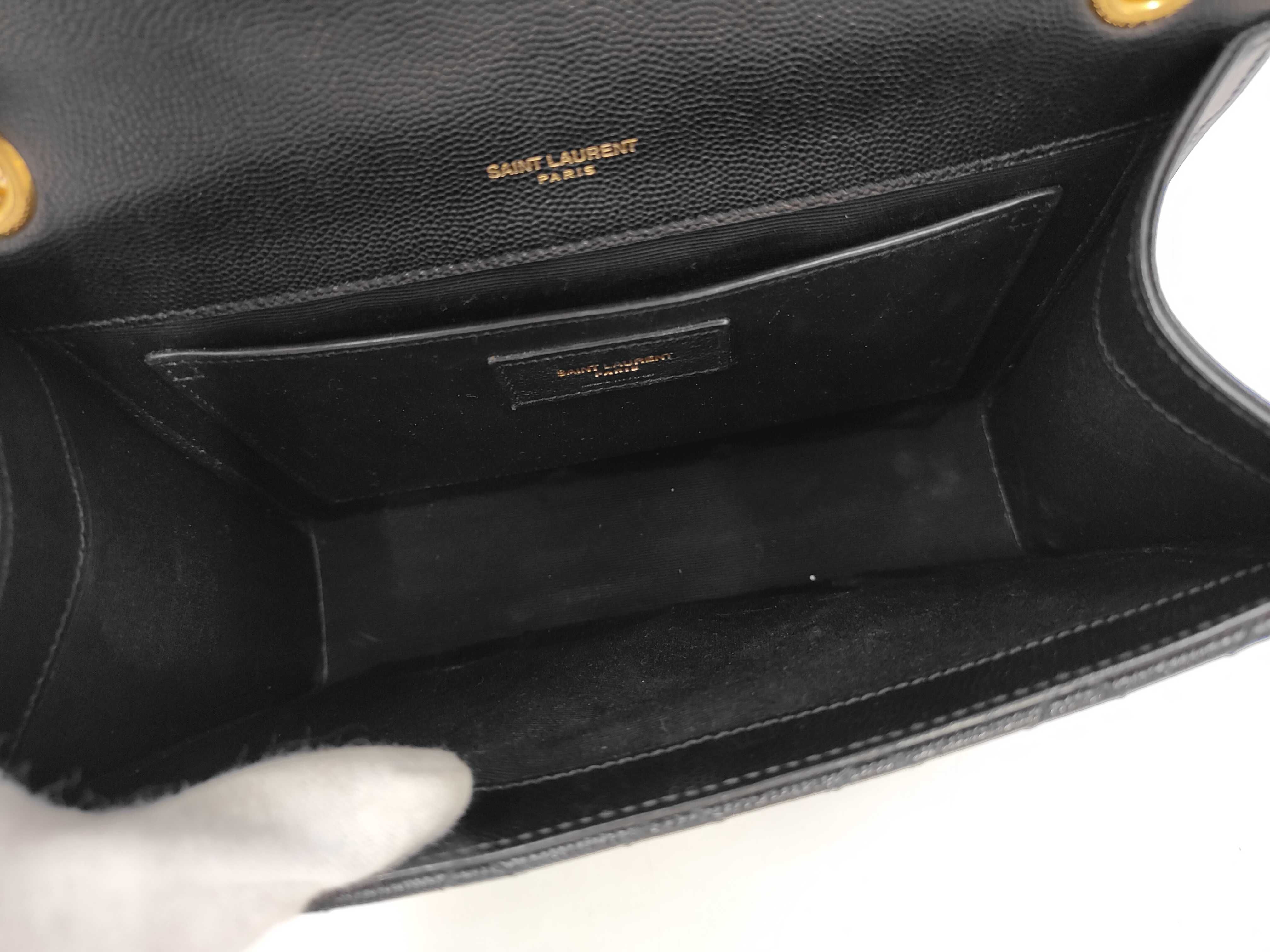 Envelope Leather Chain Shoulder Bag, Black Shoulder Bag — view 10