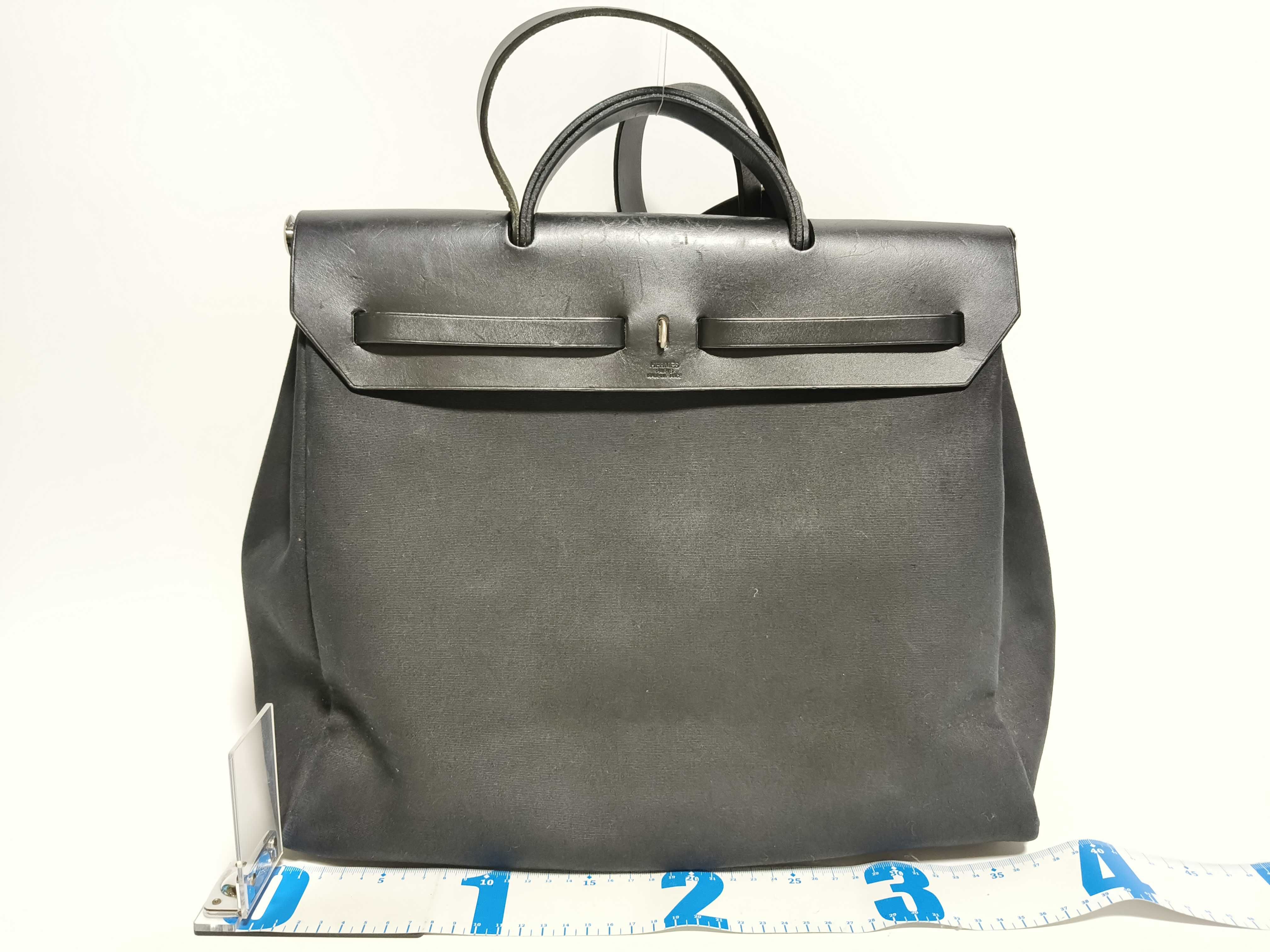 Herbag MM Toile Officier x Vache Hunter Black Silver Hardware C: 1999 Handbag — view 2