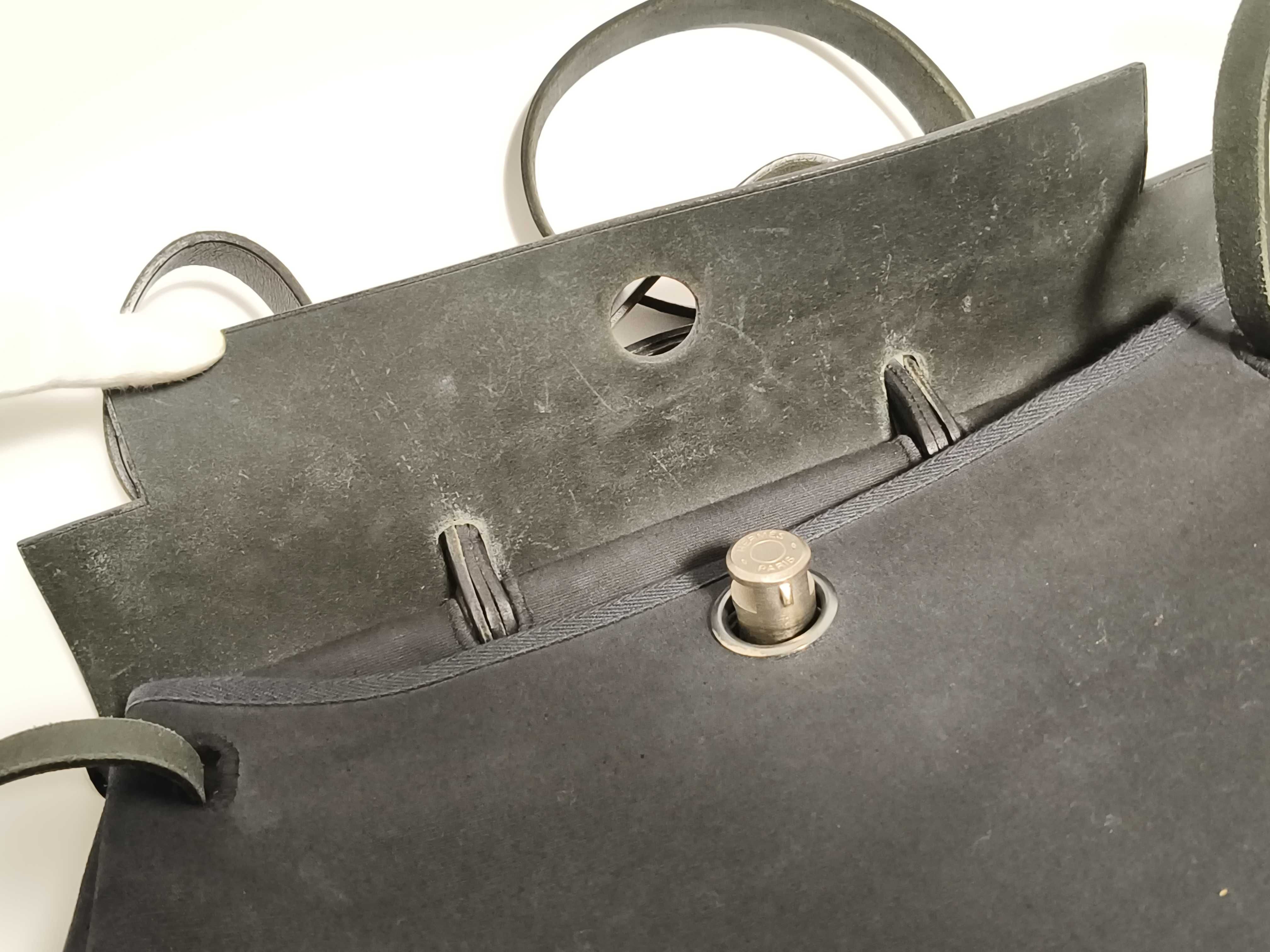 Herbag MM Toile Officier x Vache Hunter Black Silver Hardware C: 1999 Handbag — view 8