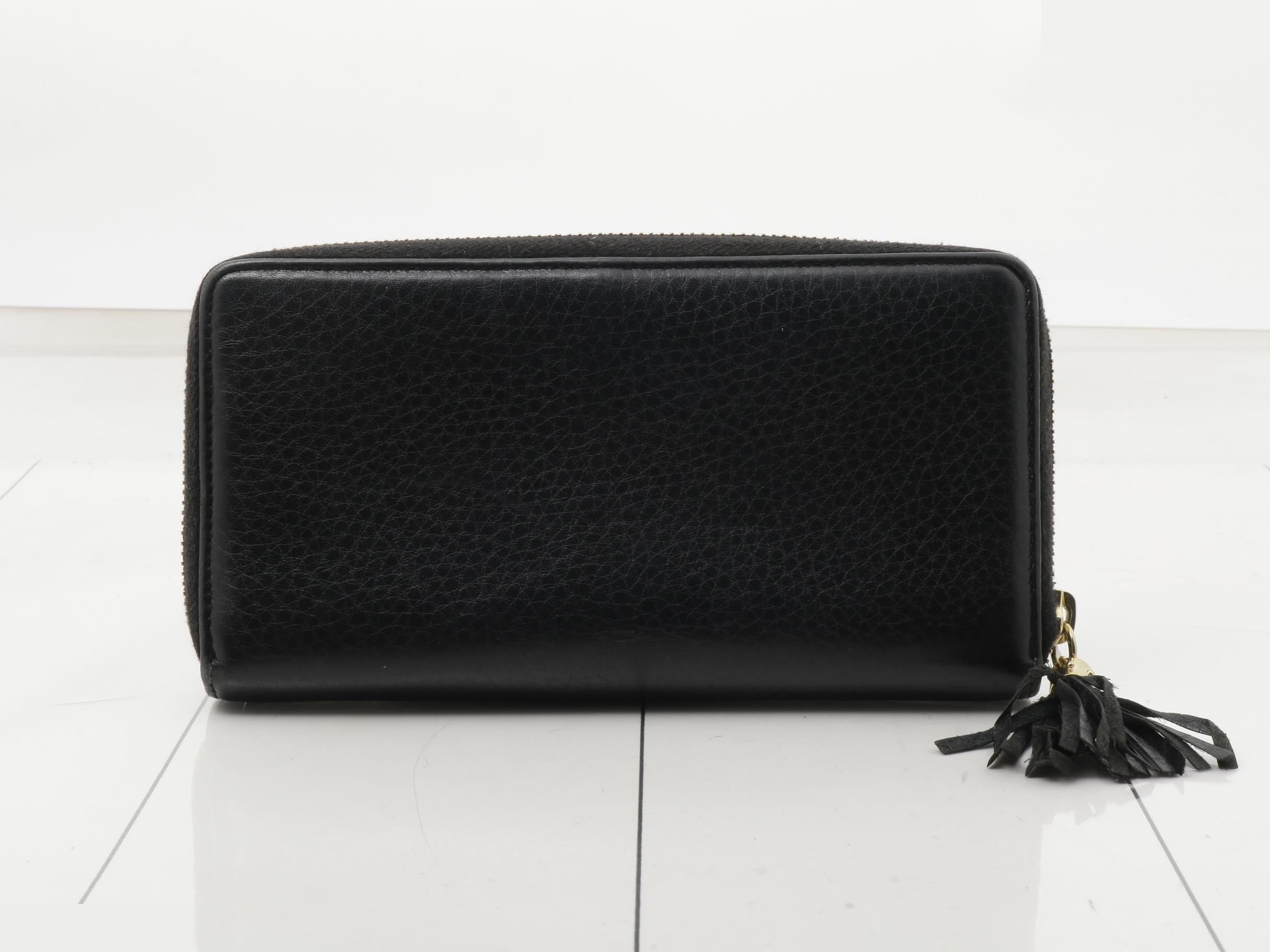 Soho Long Wallet, Round, Leather, Black — view 2