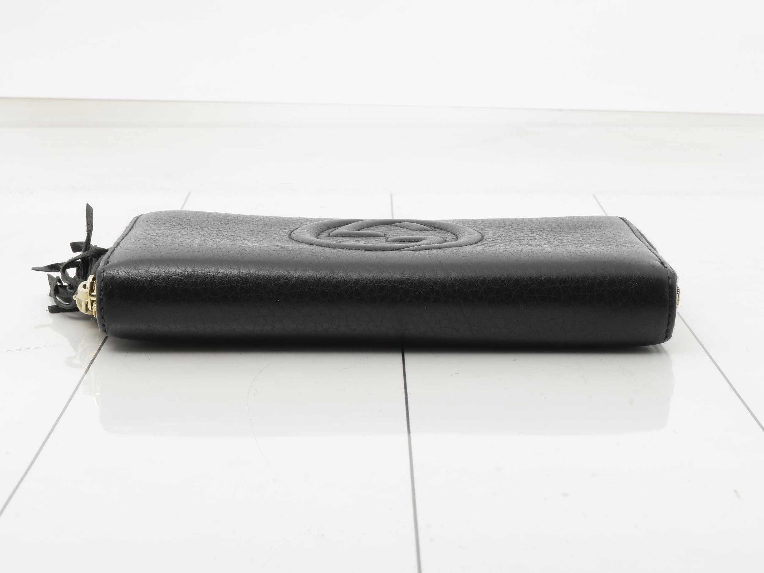 Soho Long Wallet, Round, Leather, Black — view 3